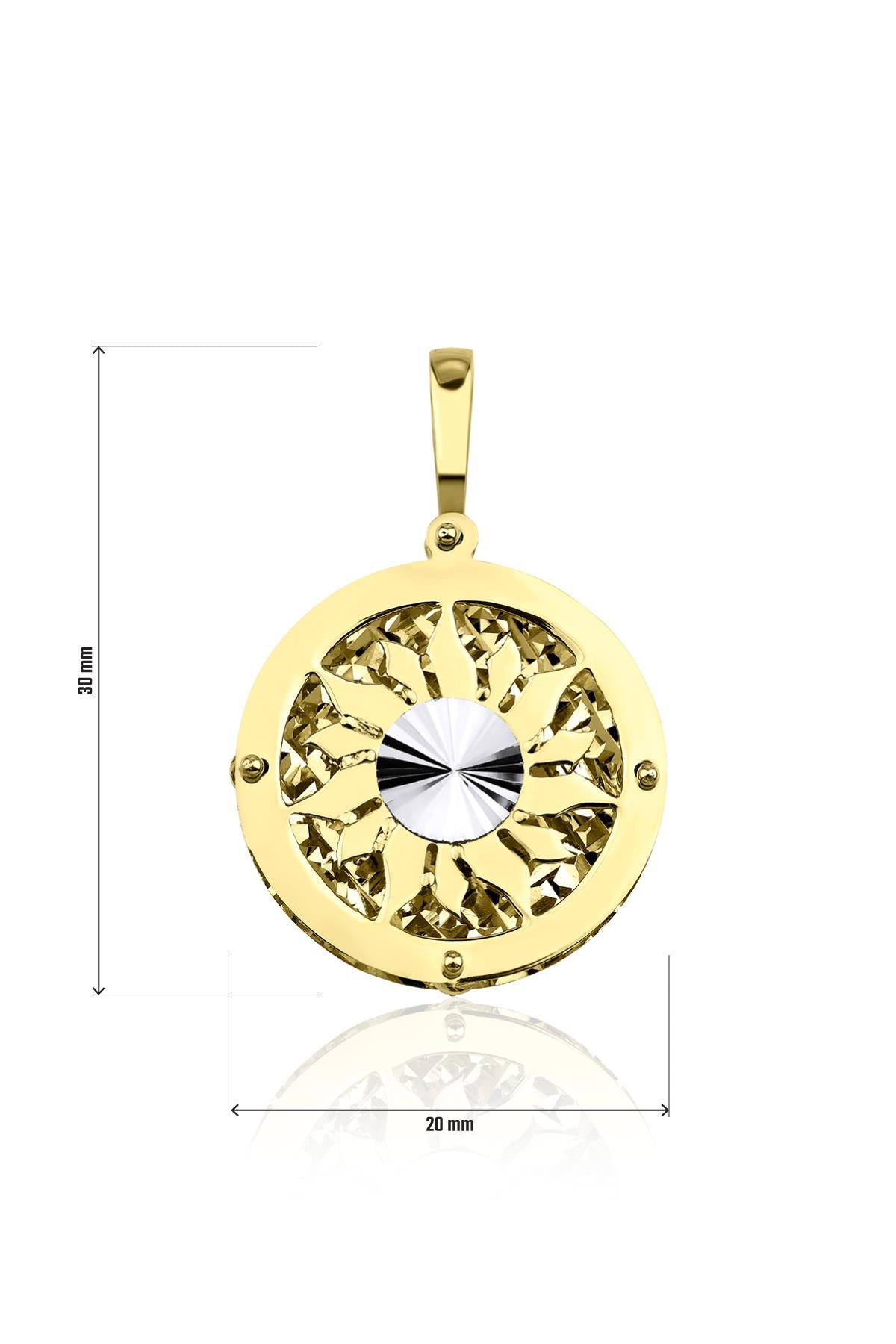 14K Gold 3D Sun Pendant