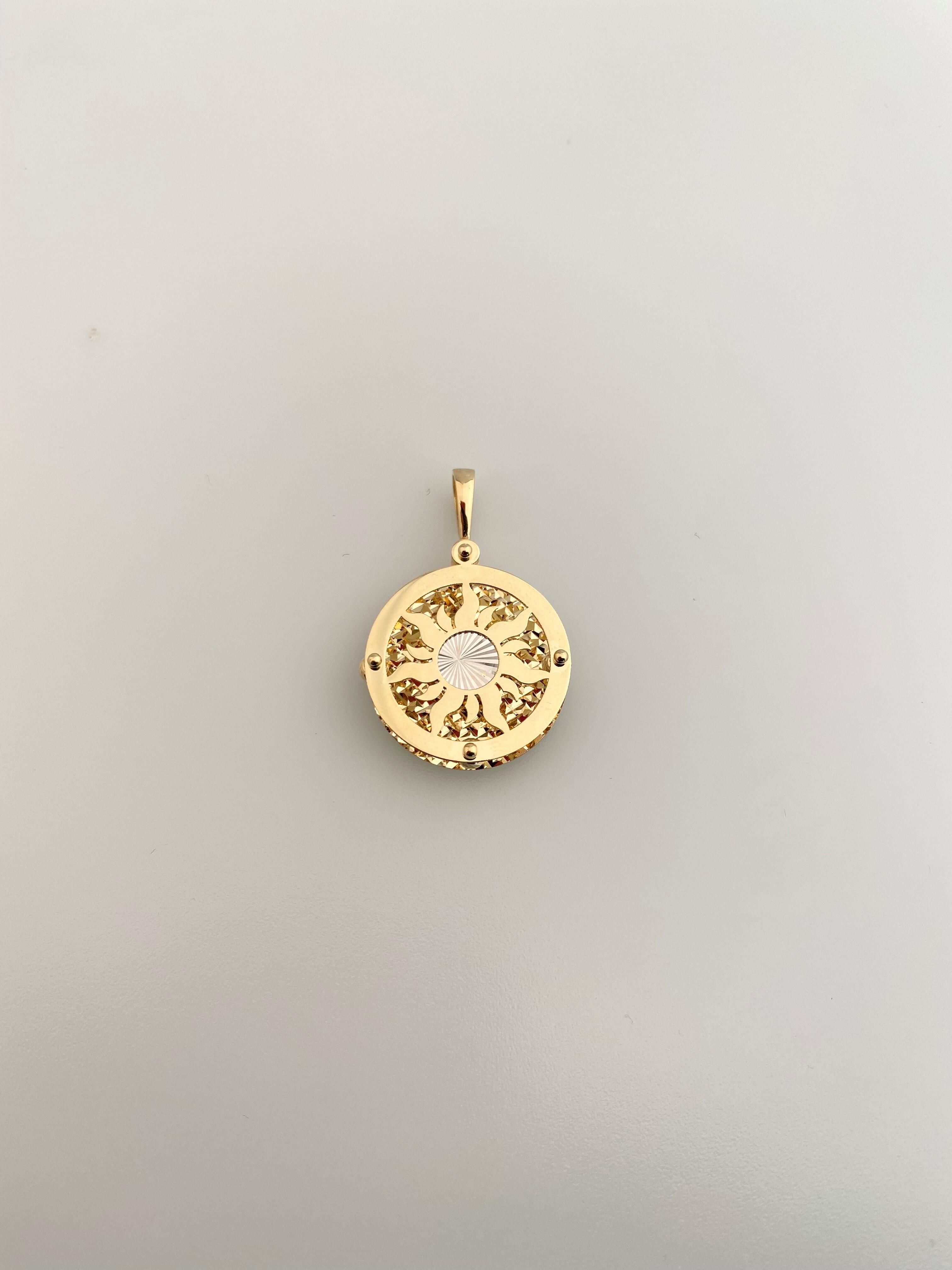 14K Gold 3D Sun Pendant