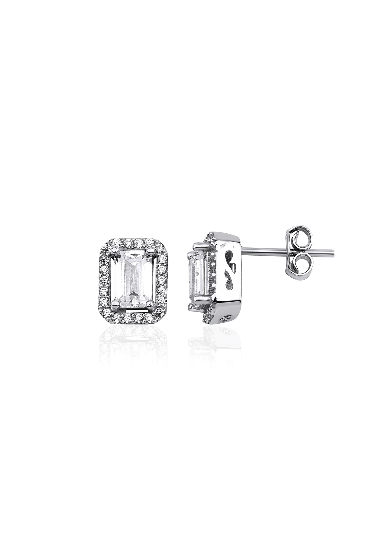 14K Gold Baguette Stud Earrings