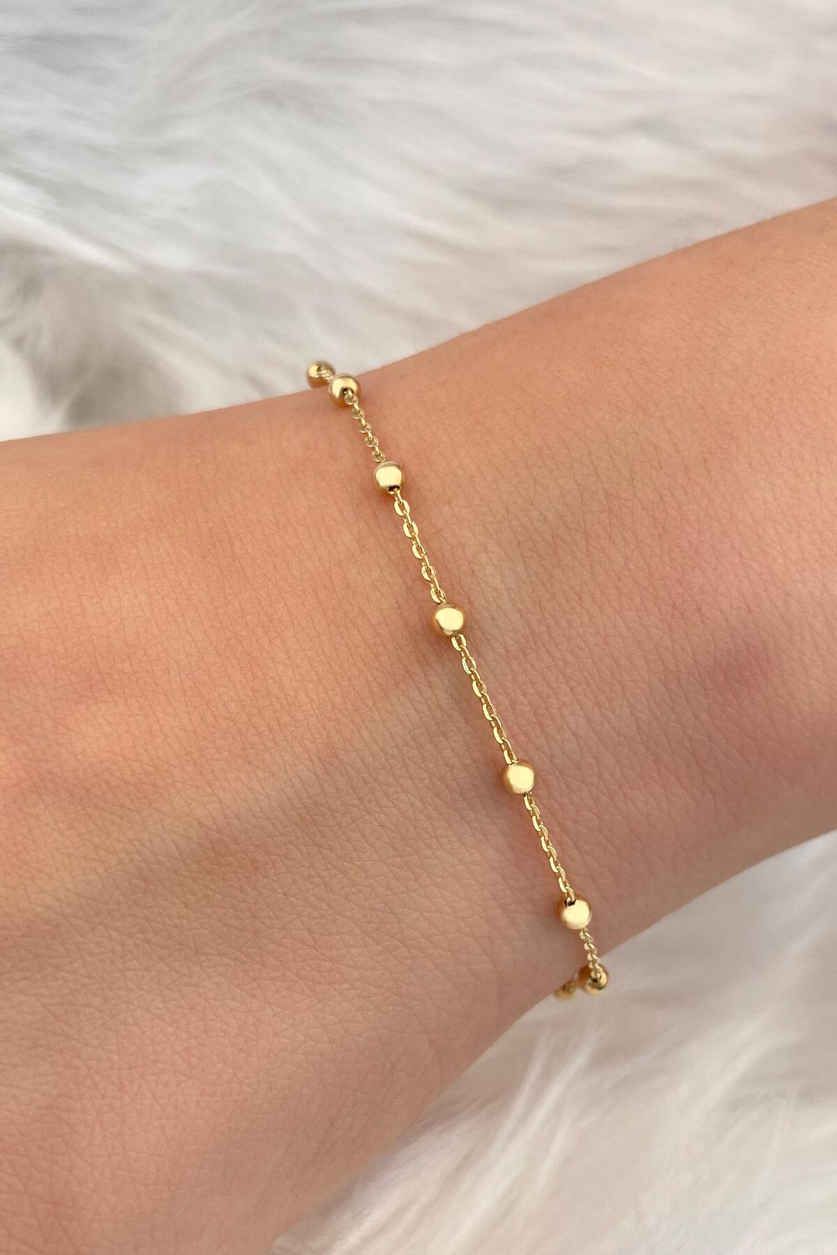 14K Gold Ball Row Bracelet
