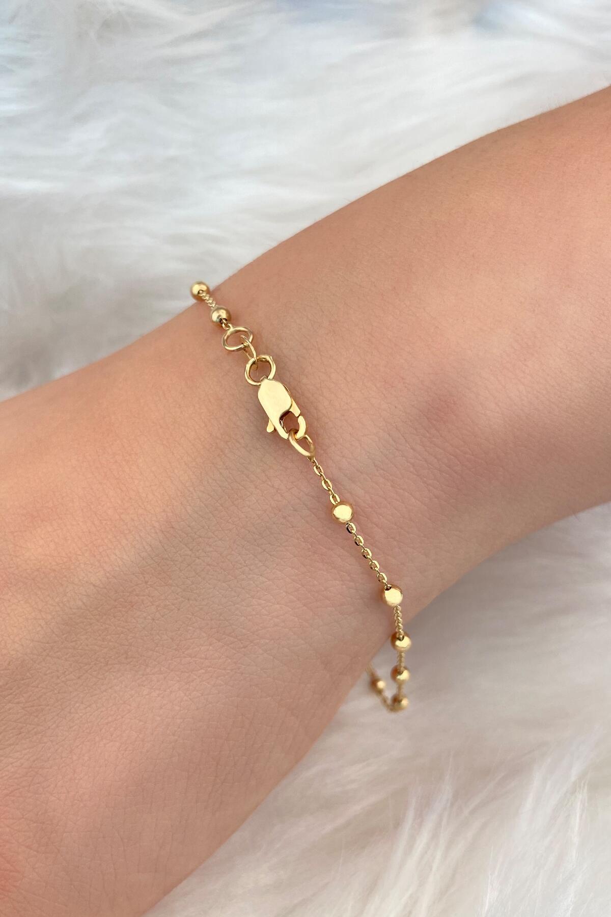 14K Gold Ball Row Bracelet