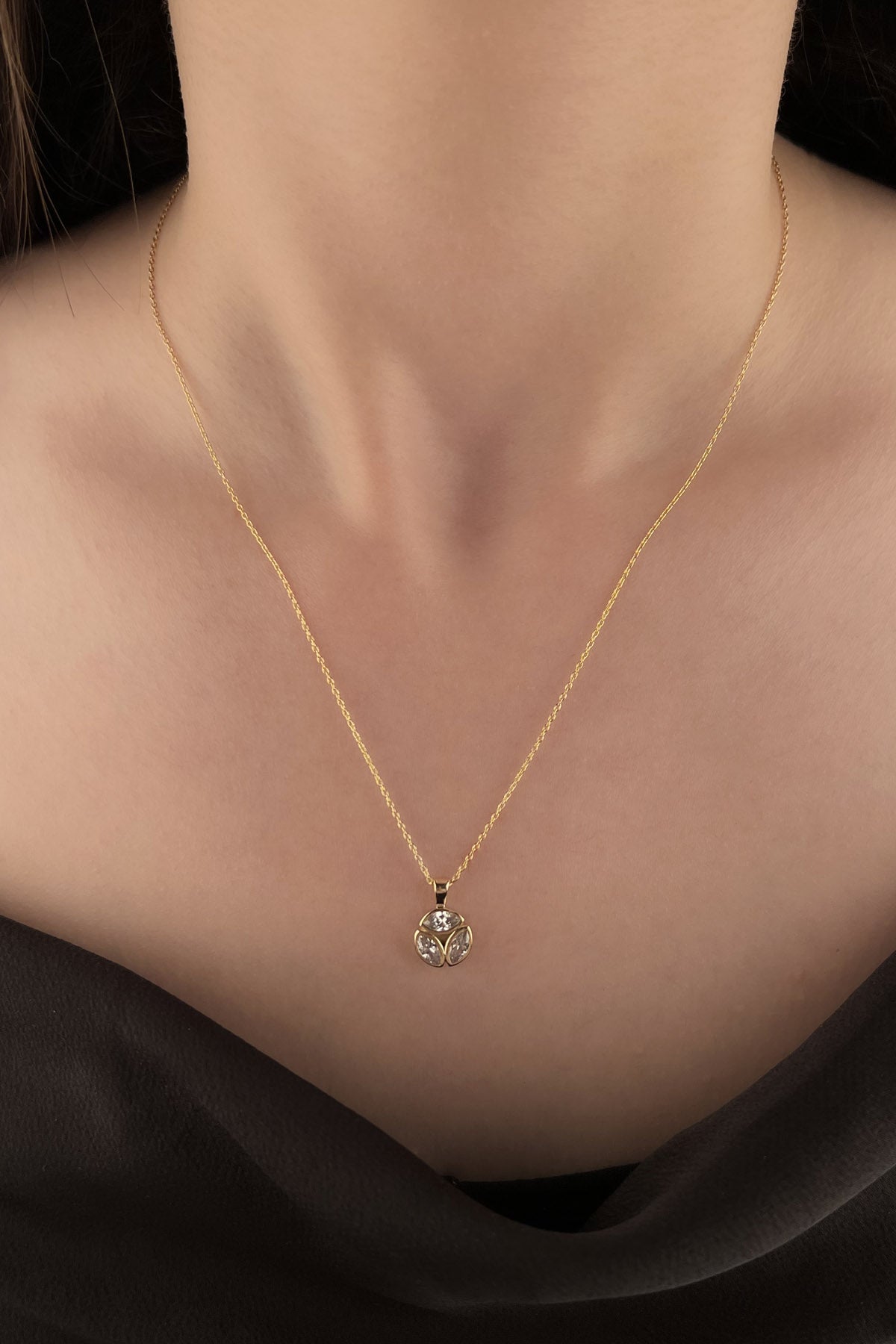 14K Gold Blue Three Stone Set ( Necklace - Bracelet - Ring )
