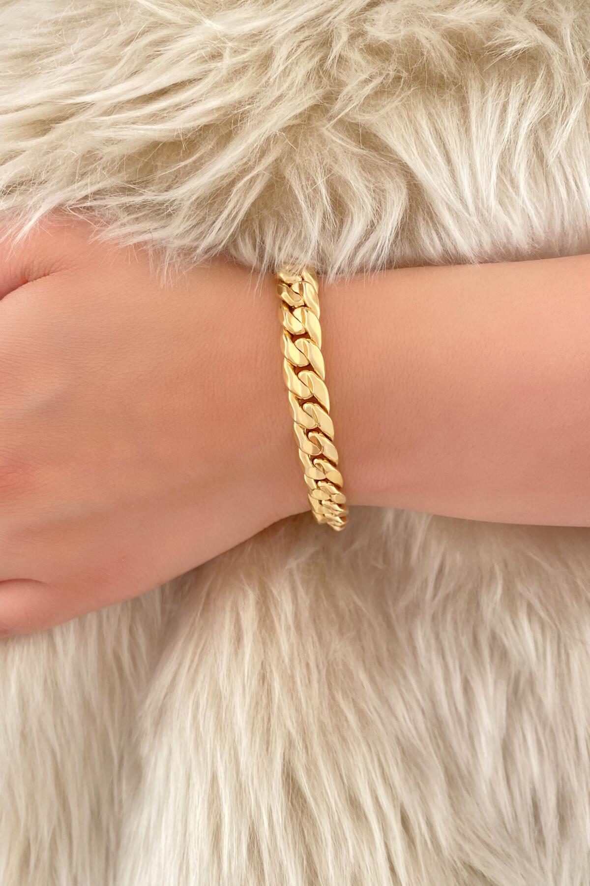 14K Gold Curb Cuban Bracelet 0.348 inch