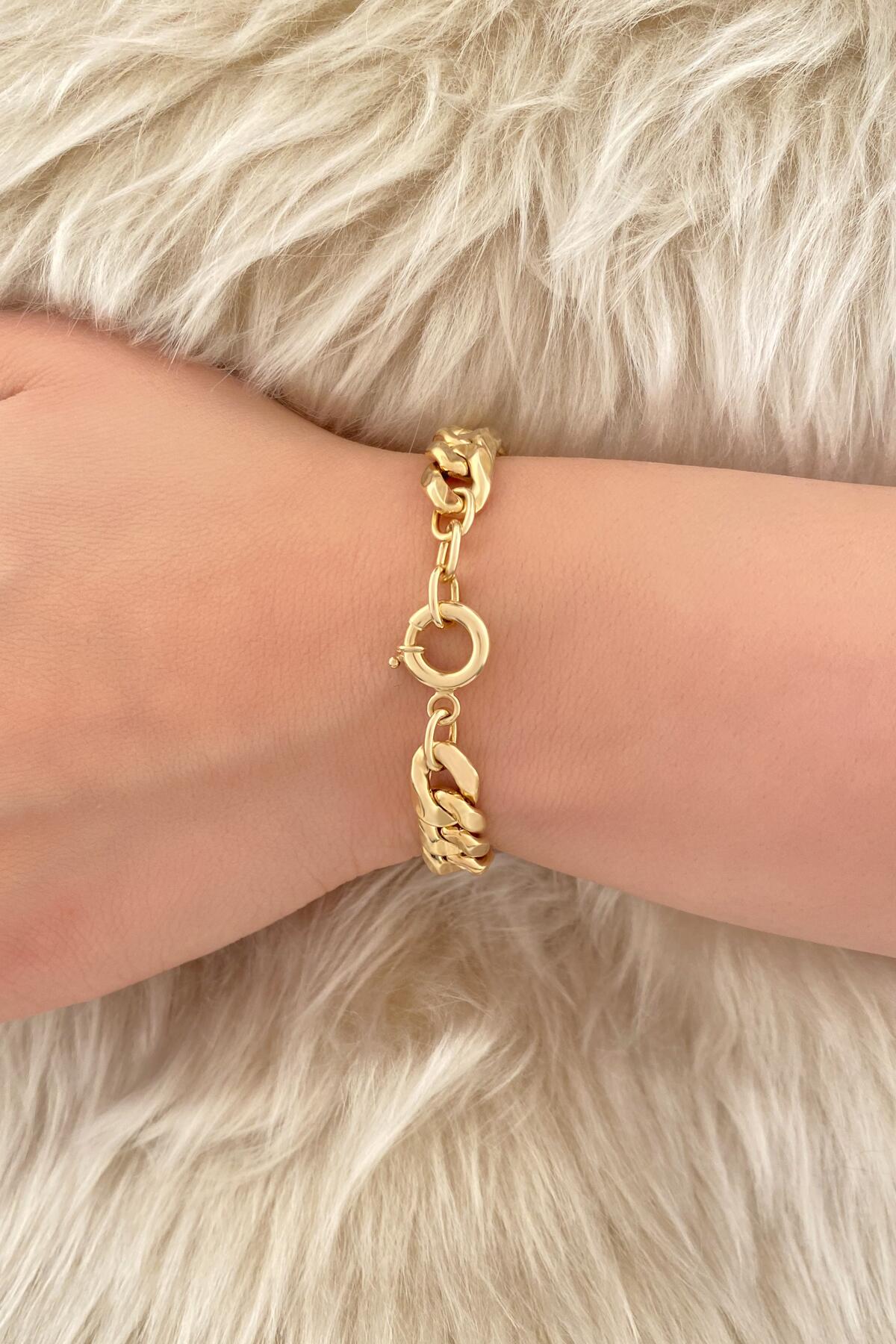 14K Gold Curb Cuban Bracelet 0.348 inch