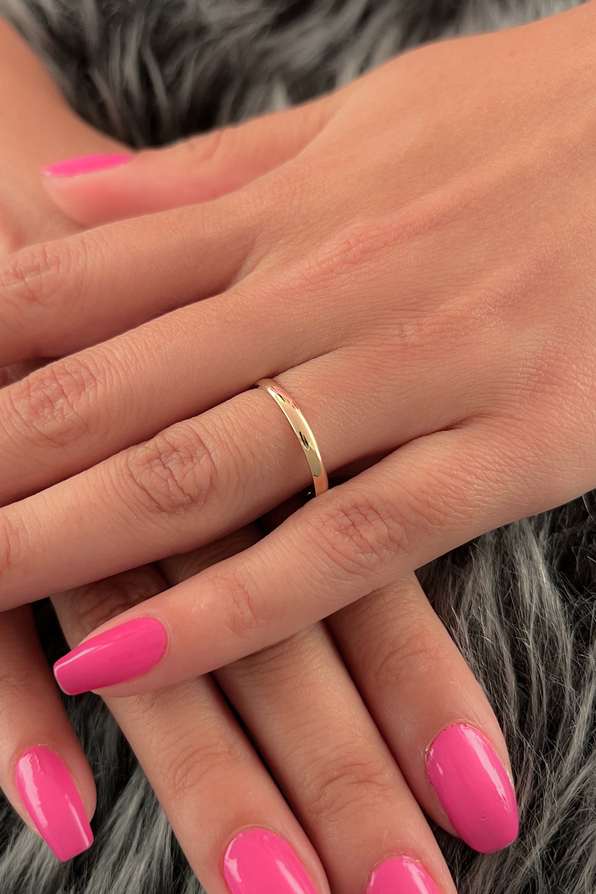 14K Gold D Shape Women Wedding Ring 0.078 inch