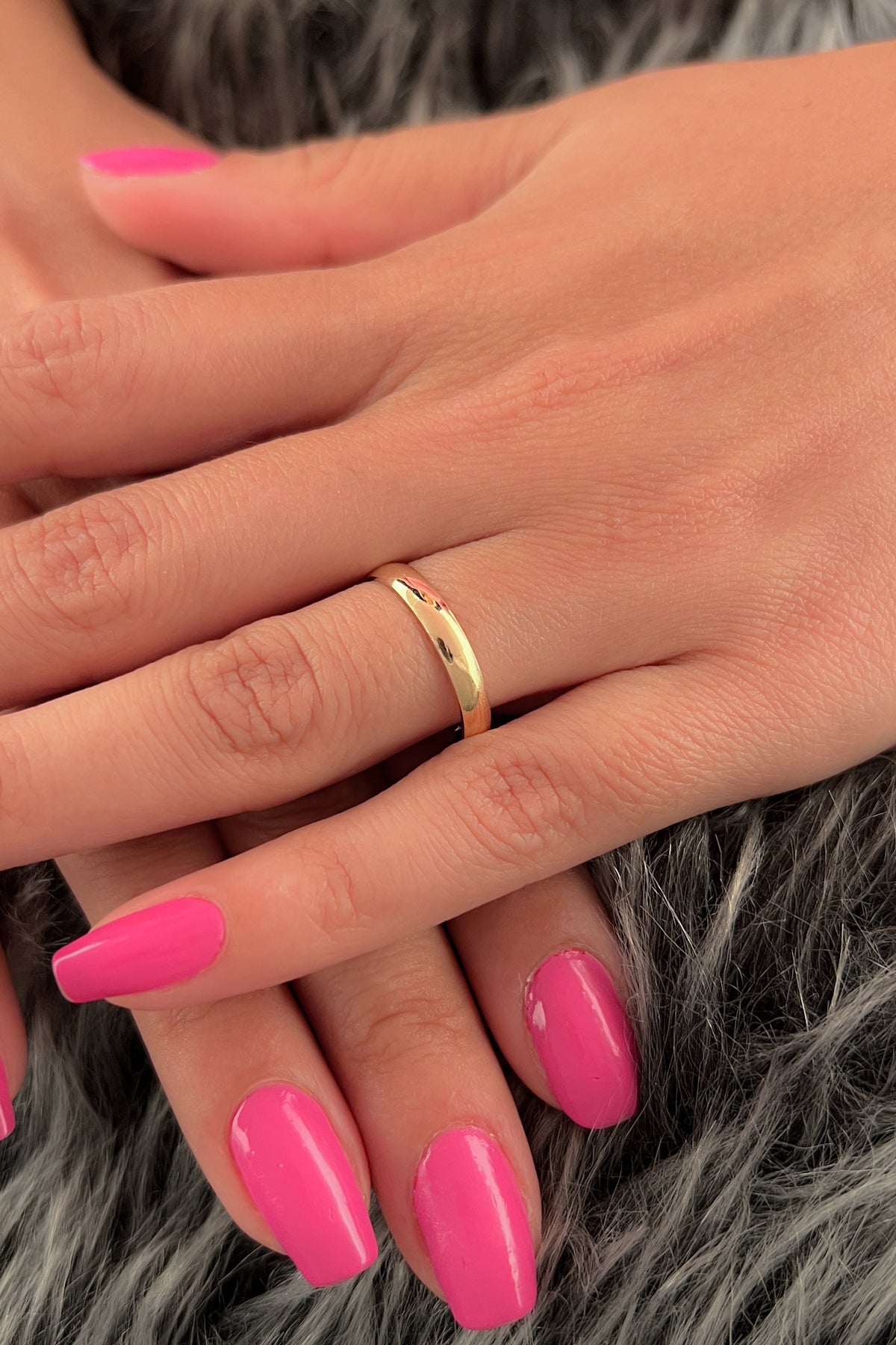 14K Gold D Shape Women Wedding Ring 0.118 inch
