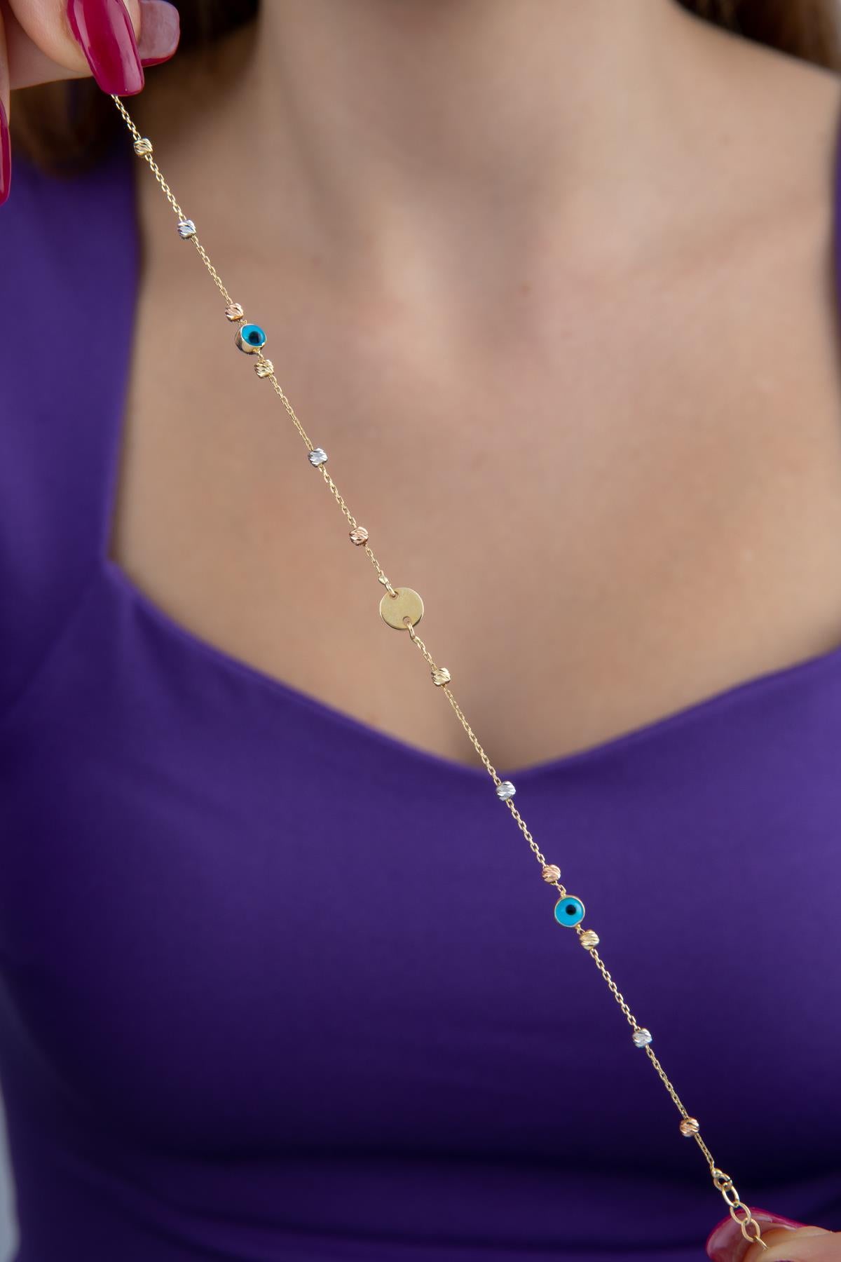 14K Gold Dorica Evil Eye Charm Bracelet