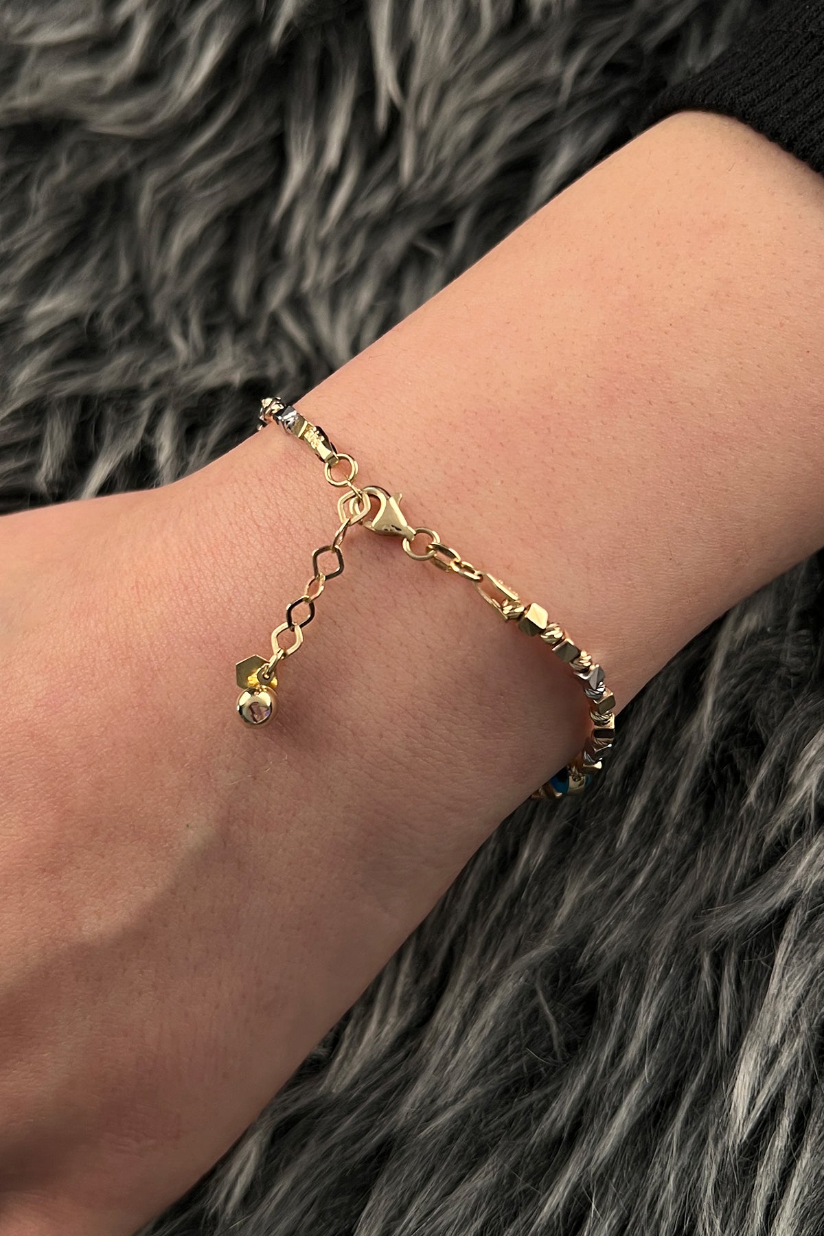 14K Gold Dorika & Cube Evil Eye Bracelet