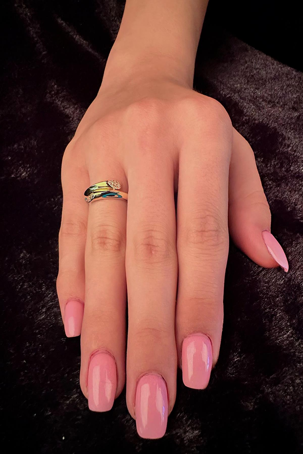 14K Gold Evil Eye Detailed Corner Stone Ring