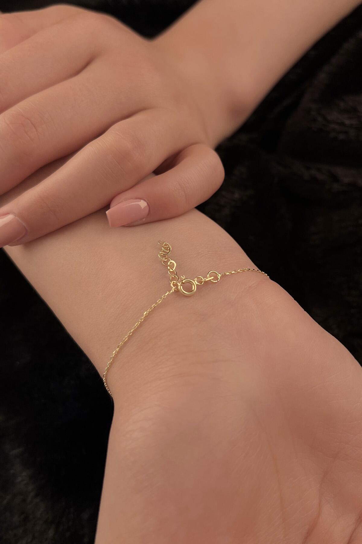 14K Gold Evil Eye Hand Chain