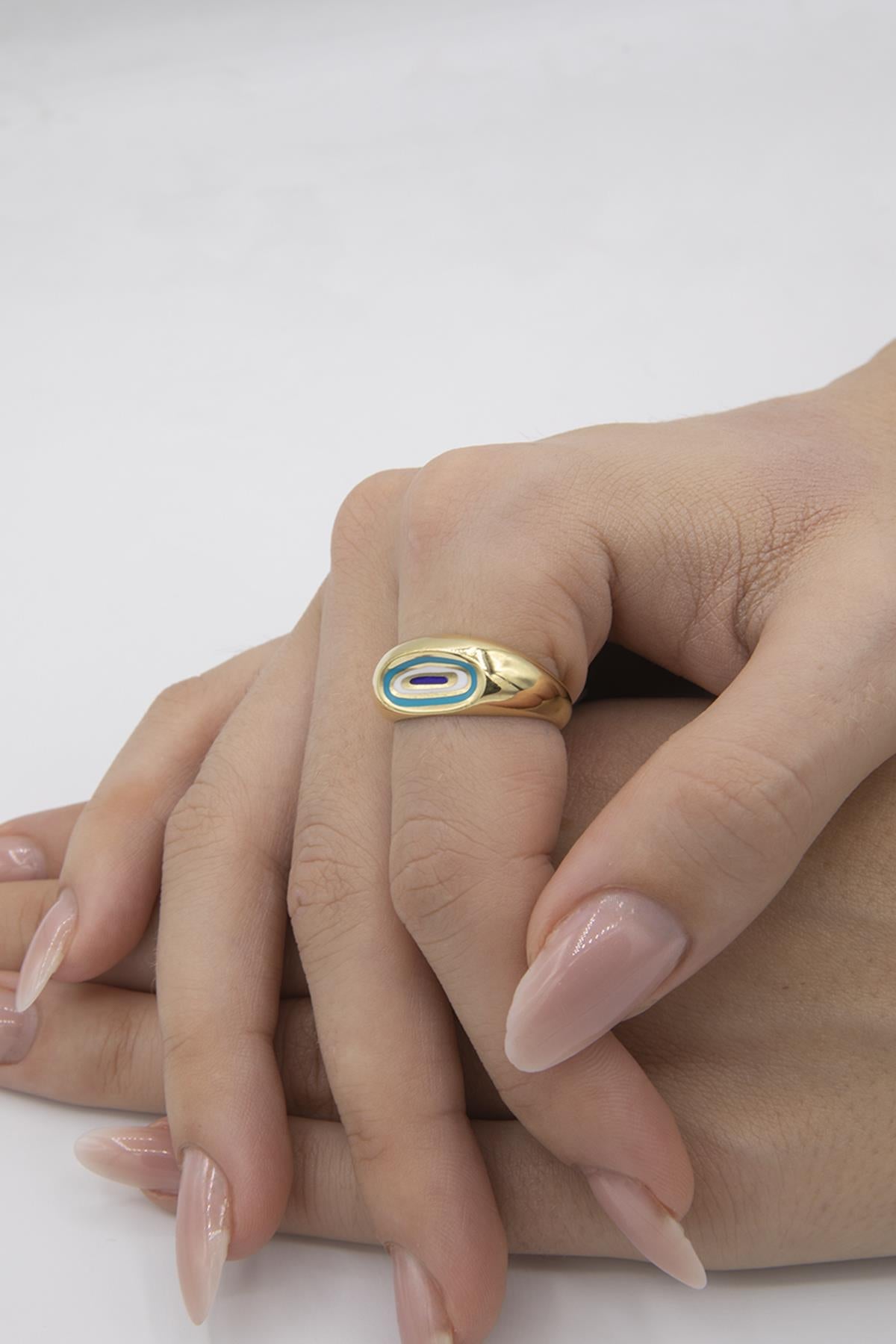 14K Gold Evil Eye Ring