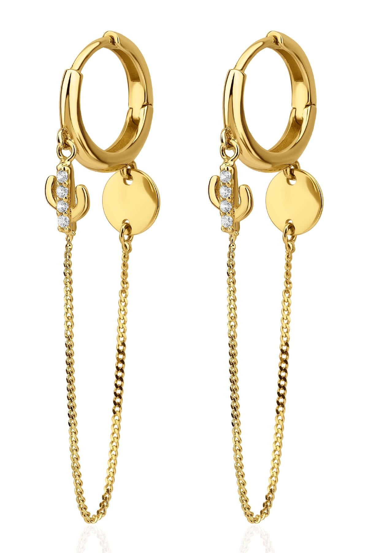 14K Gold Fine Chain Huggie Earrings
