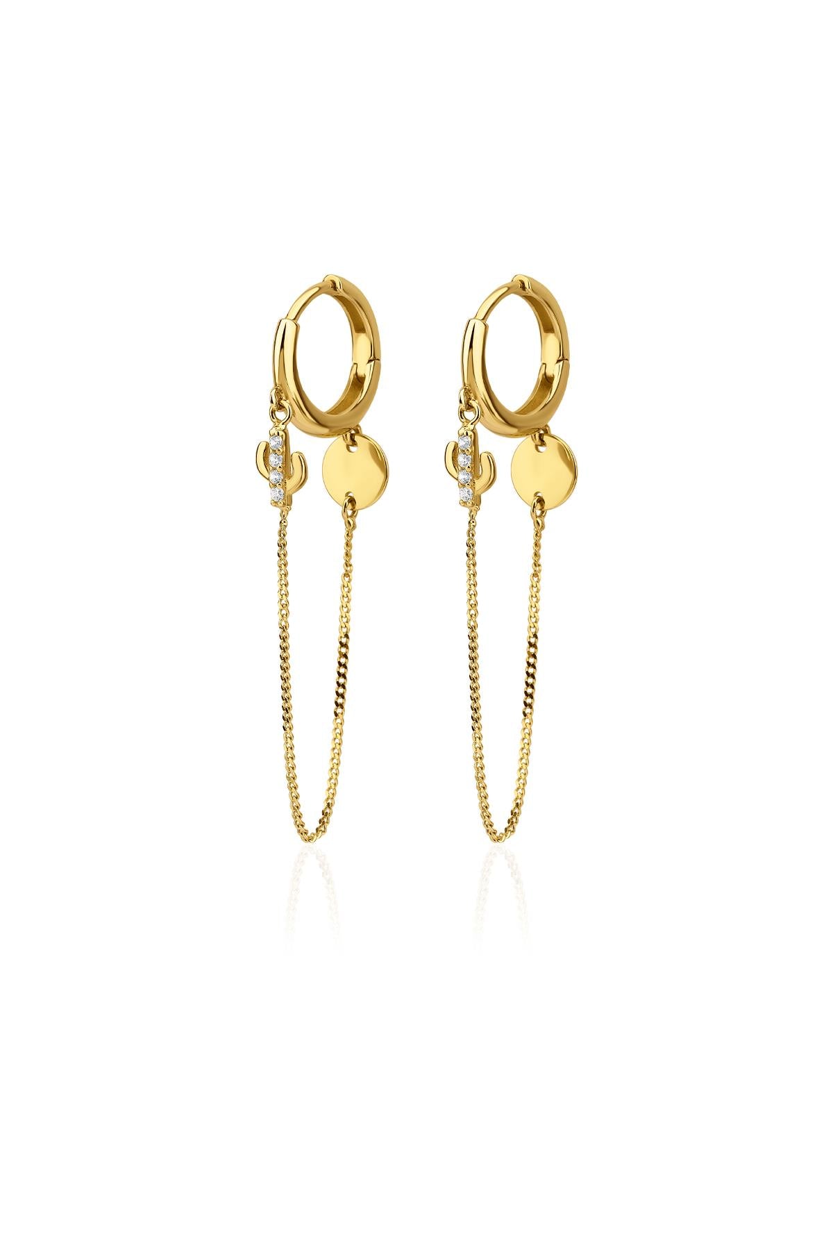 14K Gold Fine Chain Huggie Earrings