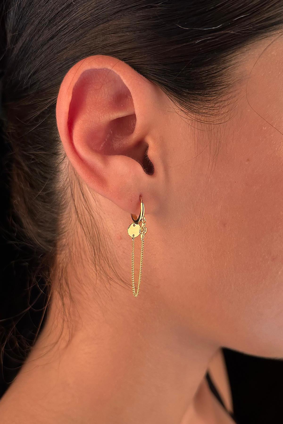 14K Gold Fine Chain Huggie Earrings