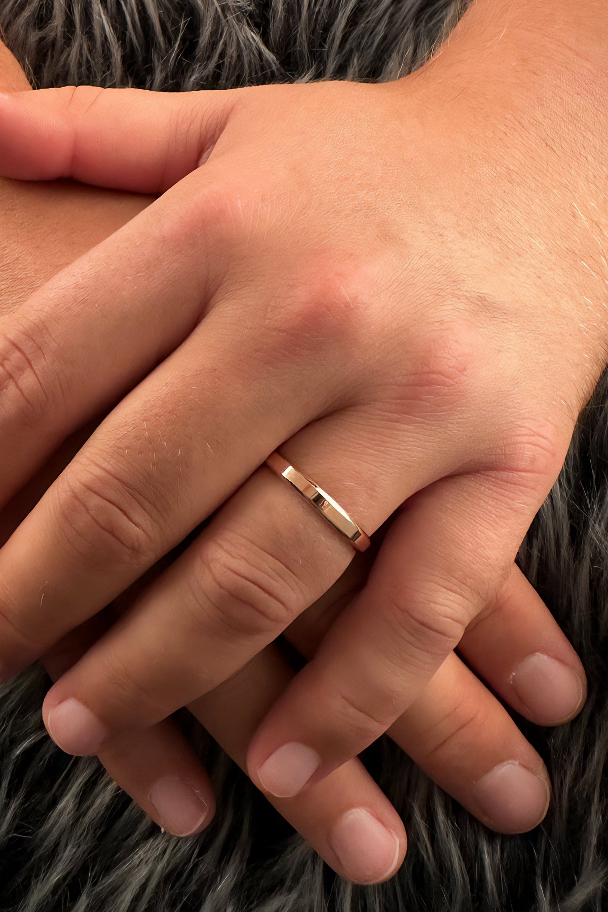 14K Gold Flat Court Shape Man Wedding Ring 0.122 inch
