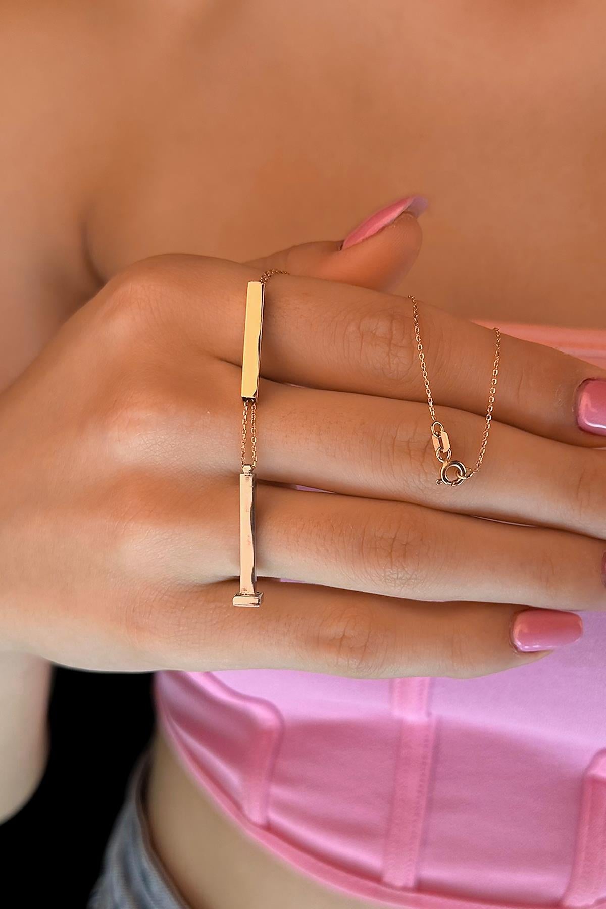 14K Gold Gold Bar Necklace