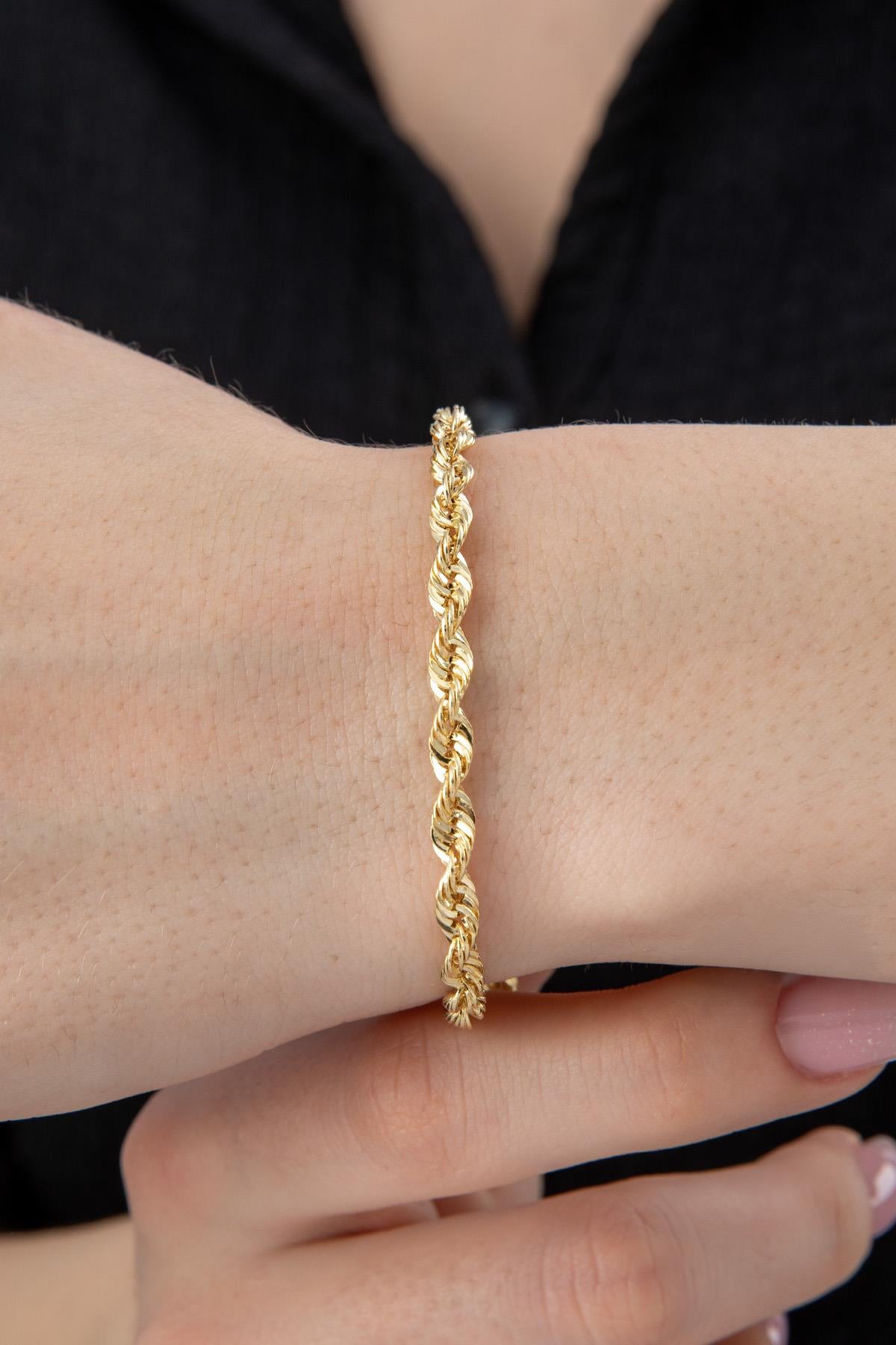14K Gold Light Rope Chain Bracelet 0.153 inch