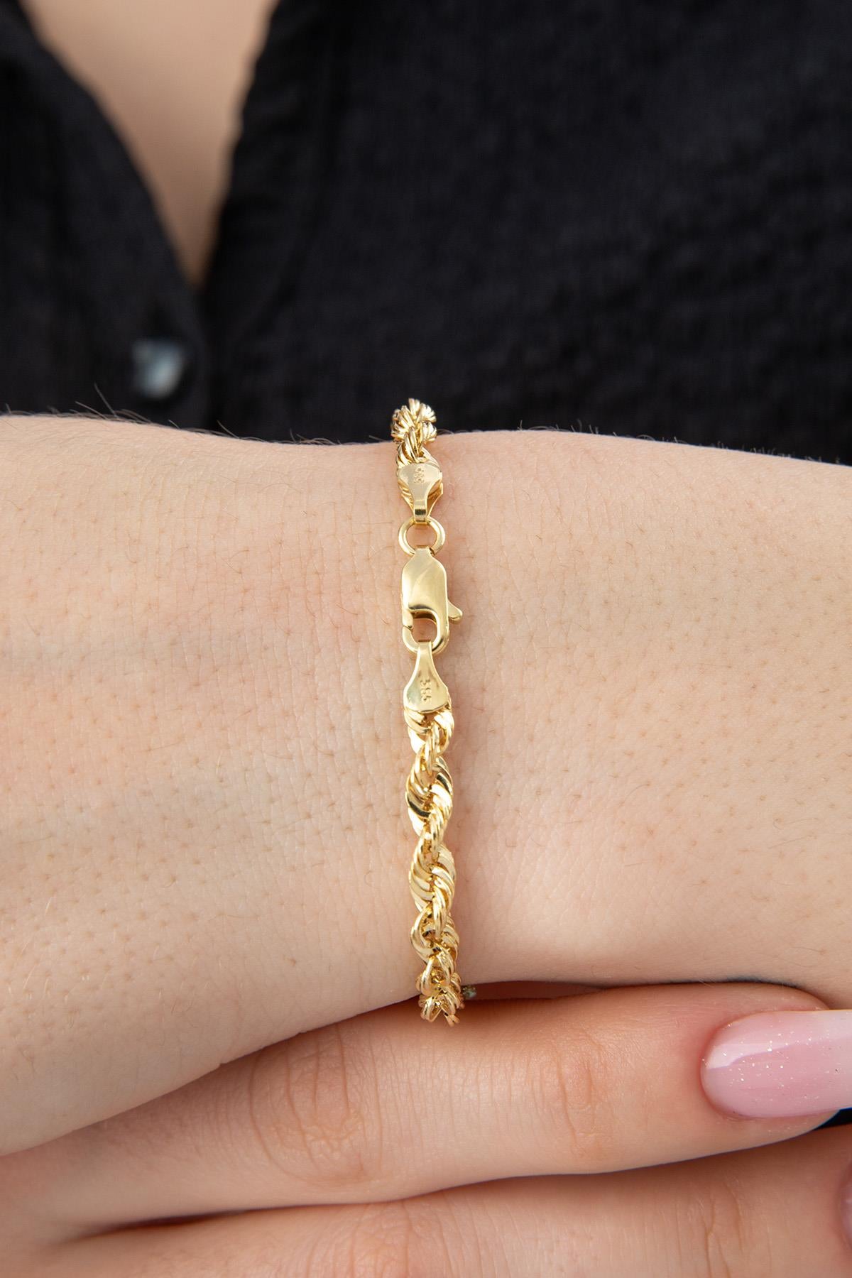 14K Gold Light Rope Chain Bracelet 0.153 inch