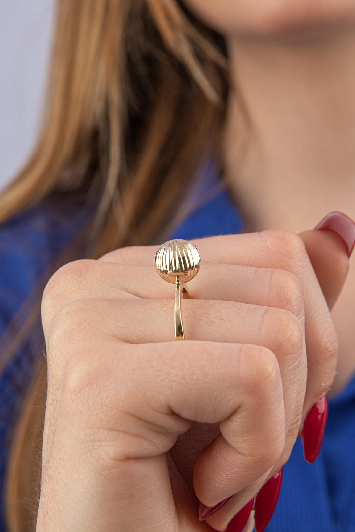 14K Gold Shiny Ball Ring 2