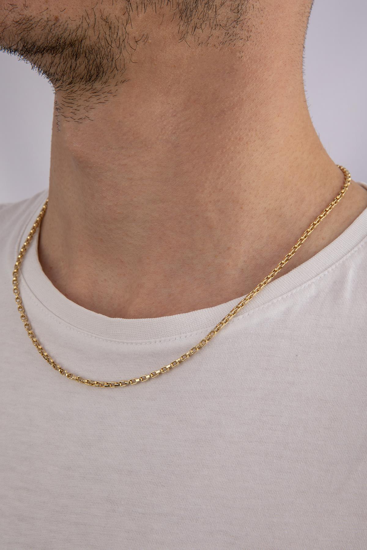 14K Gold Square Doch Men's Chain Necklace