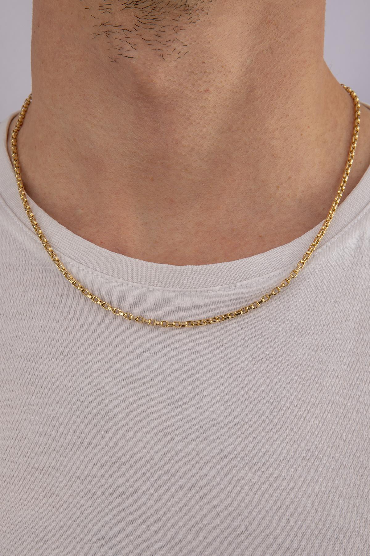 14K Gold Square Doch Men's Chain Necklace