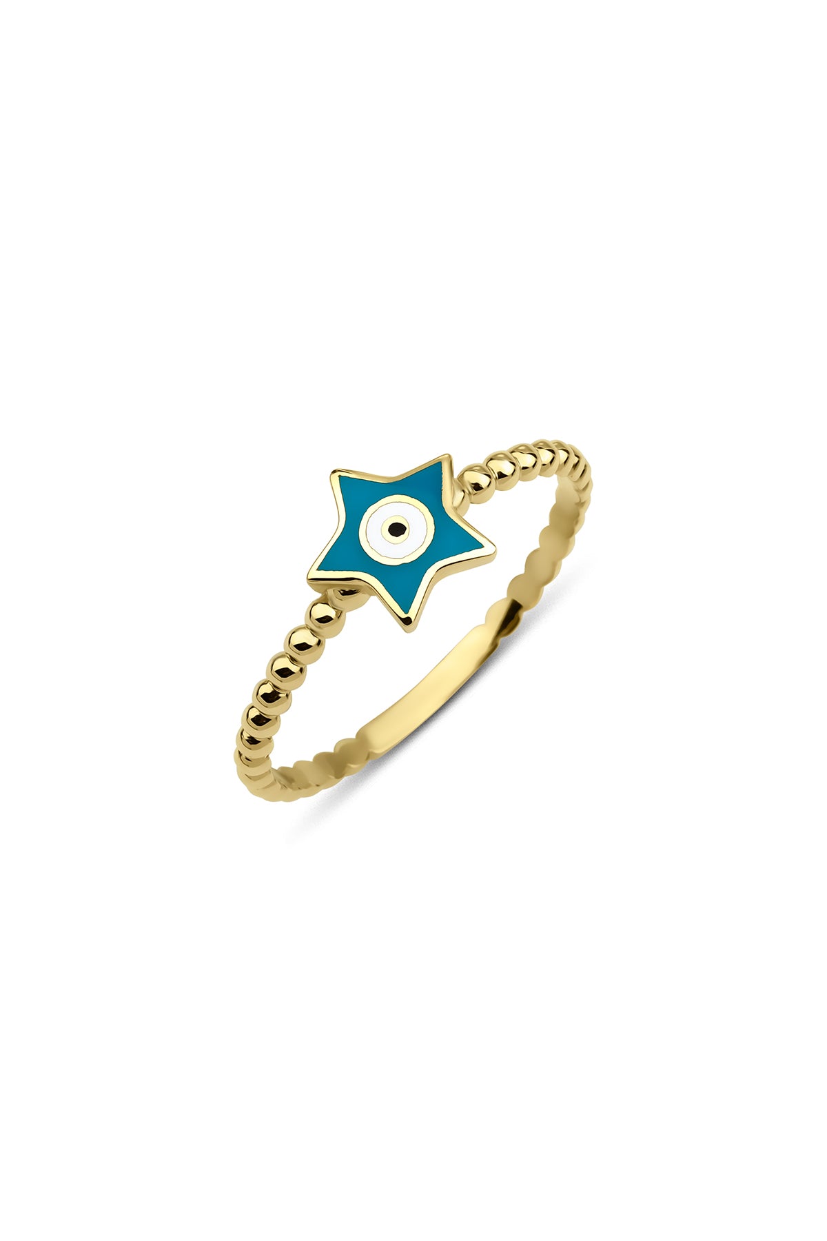 14K Gold Star Evil Eye Ring