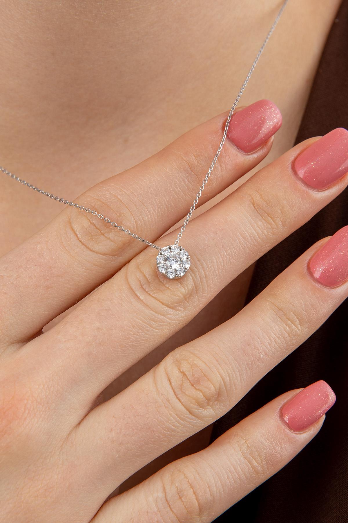 14K Gold Stone Daisy Necklace