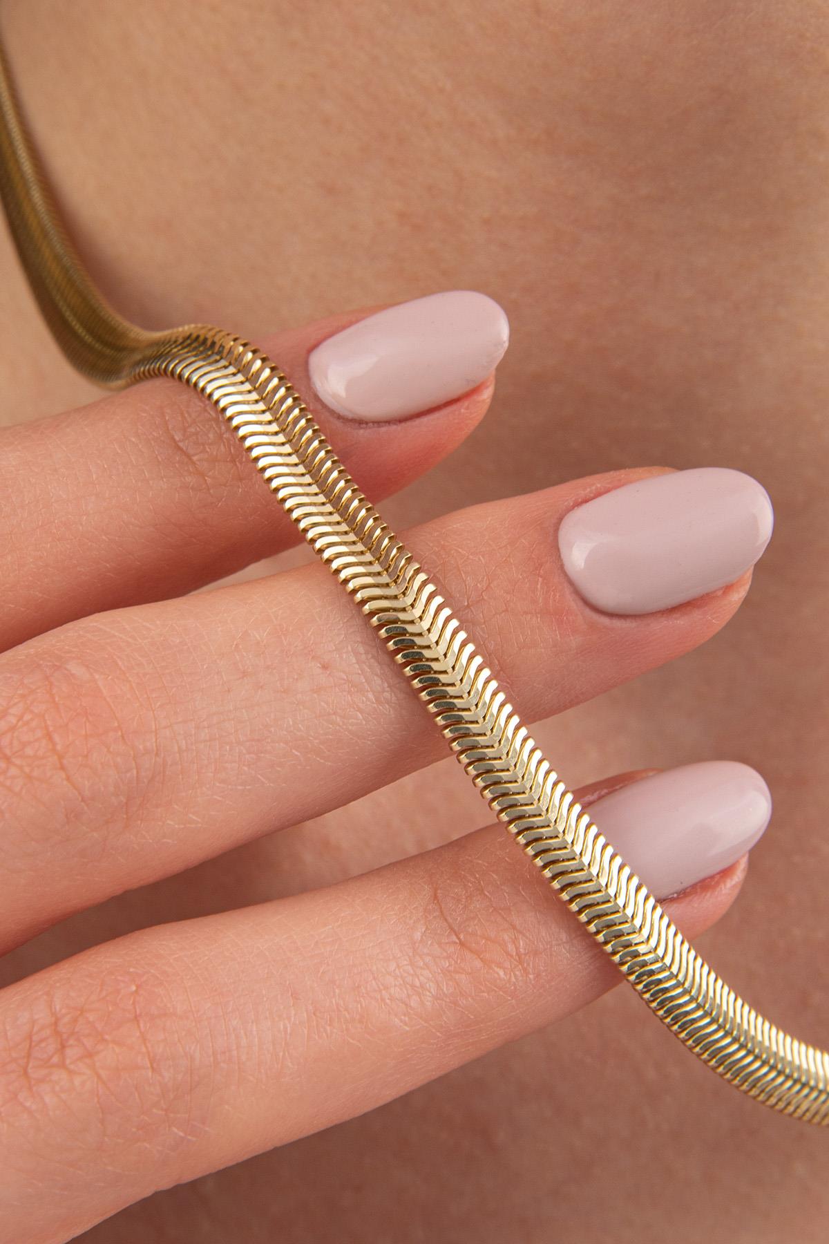 14K Gold Thick Snake Chain Necklace 0.210 inch