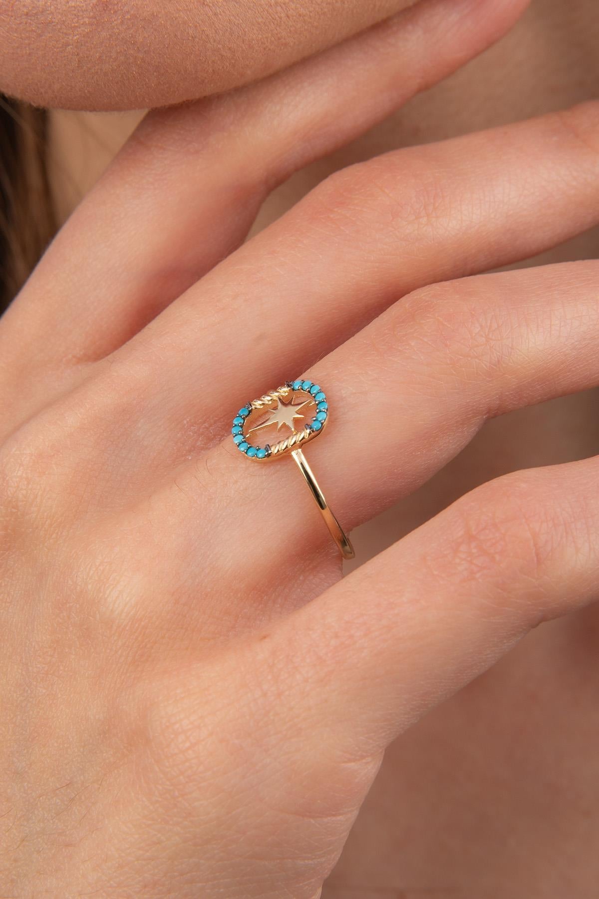 14K Gold ZigZag Croissant Ring