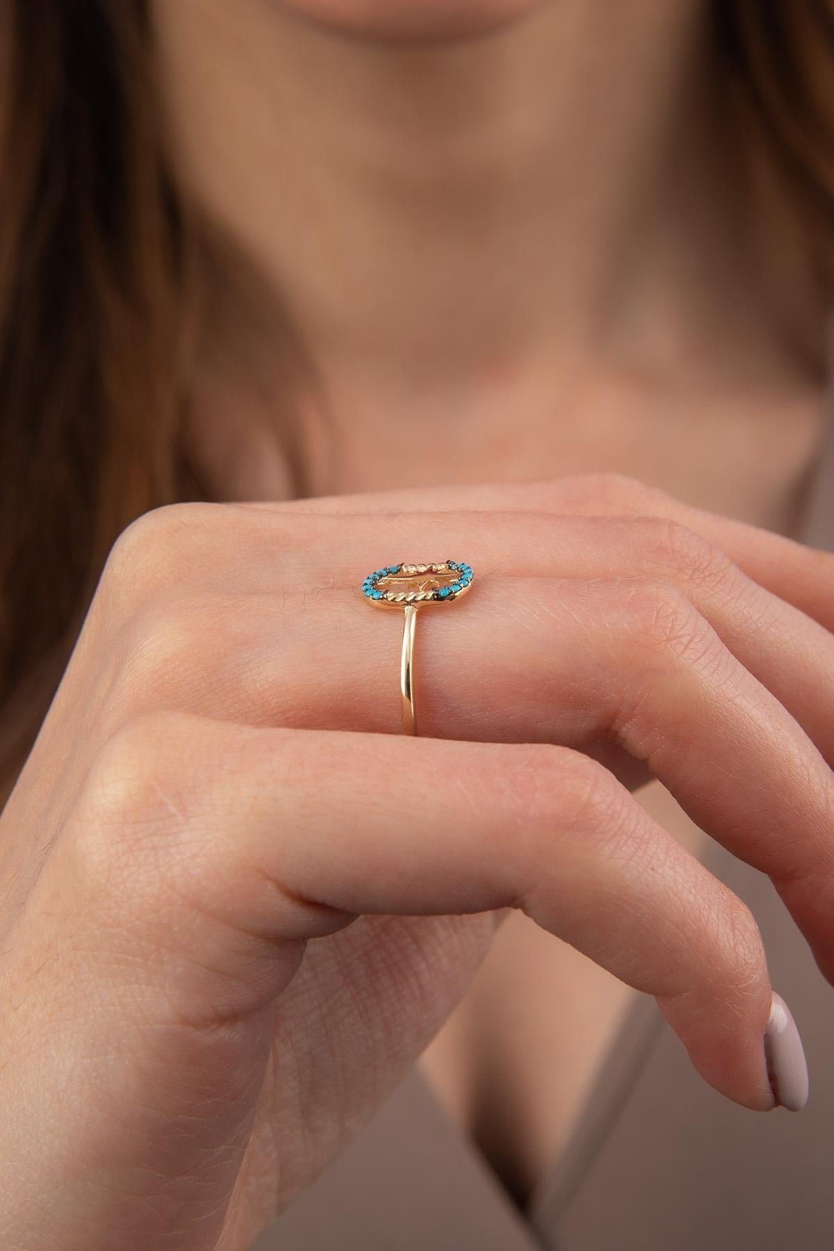 14K Gold ZigZag Croissant Ring