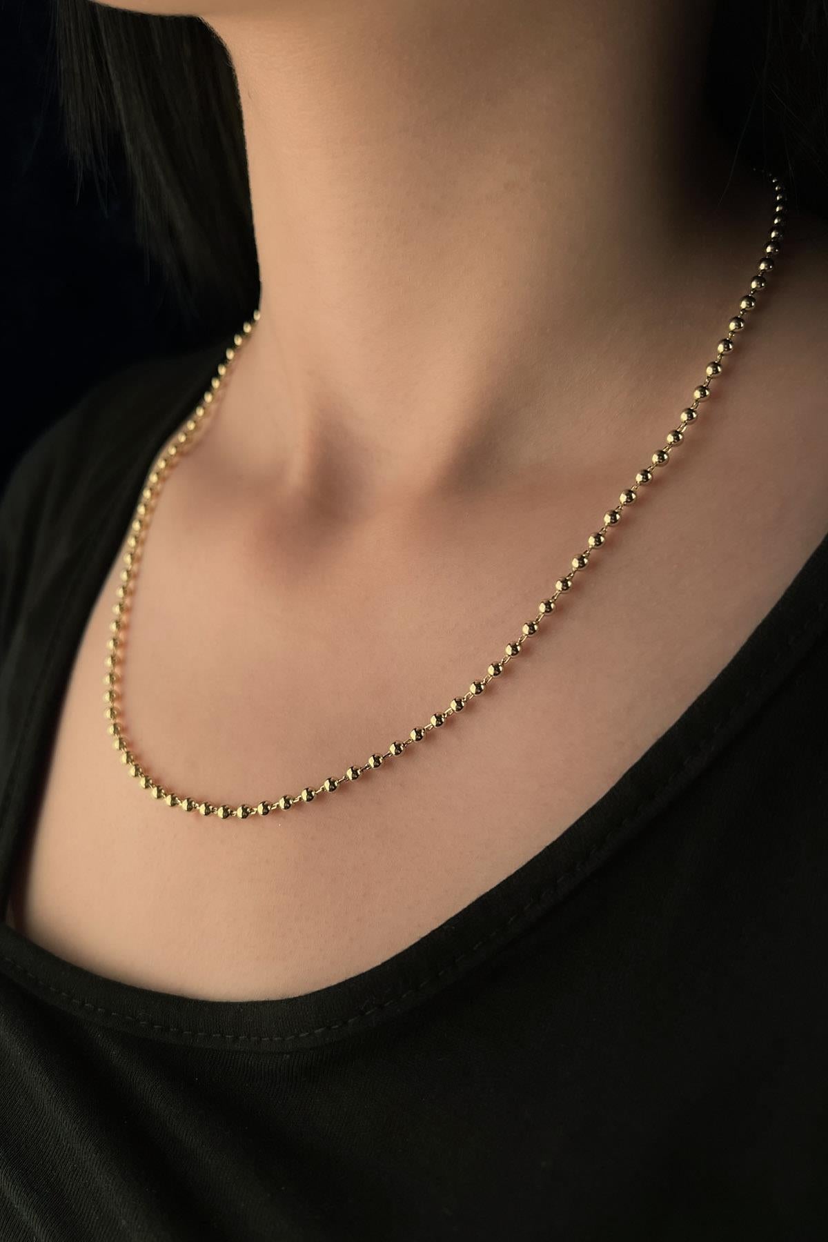 14K Gold Ball Bead Chain   0.102 inch