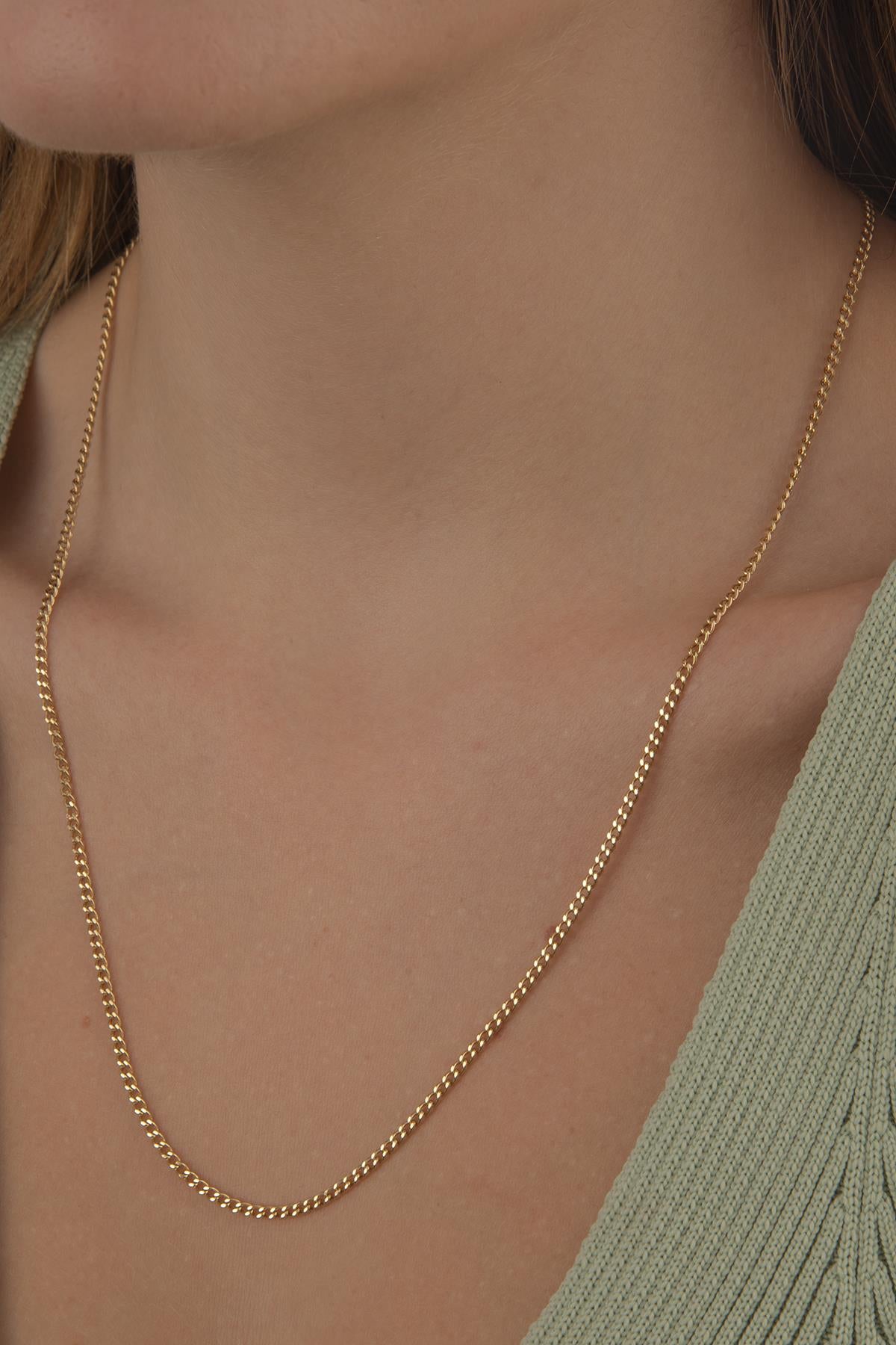 14K Gold Bevelled Cuban Chain  0.082 inch
