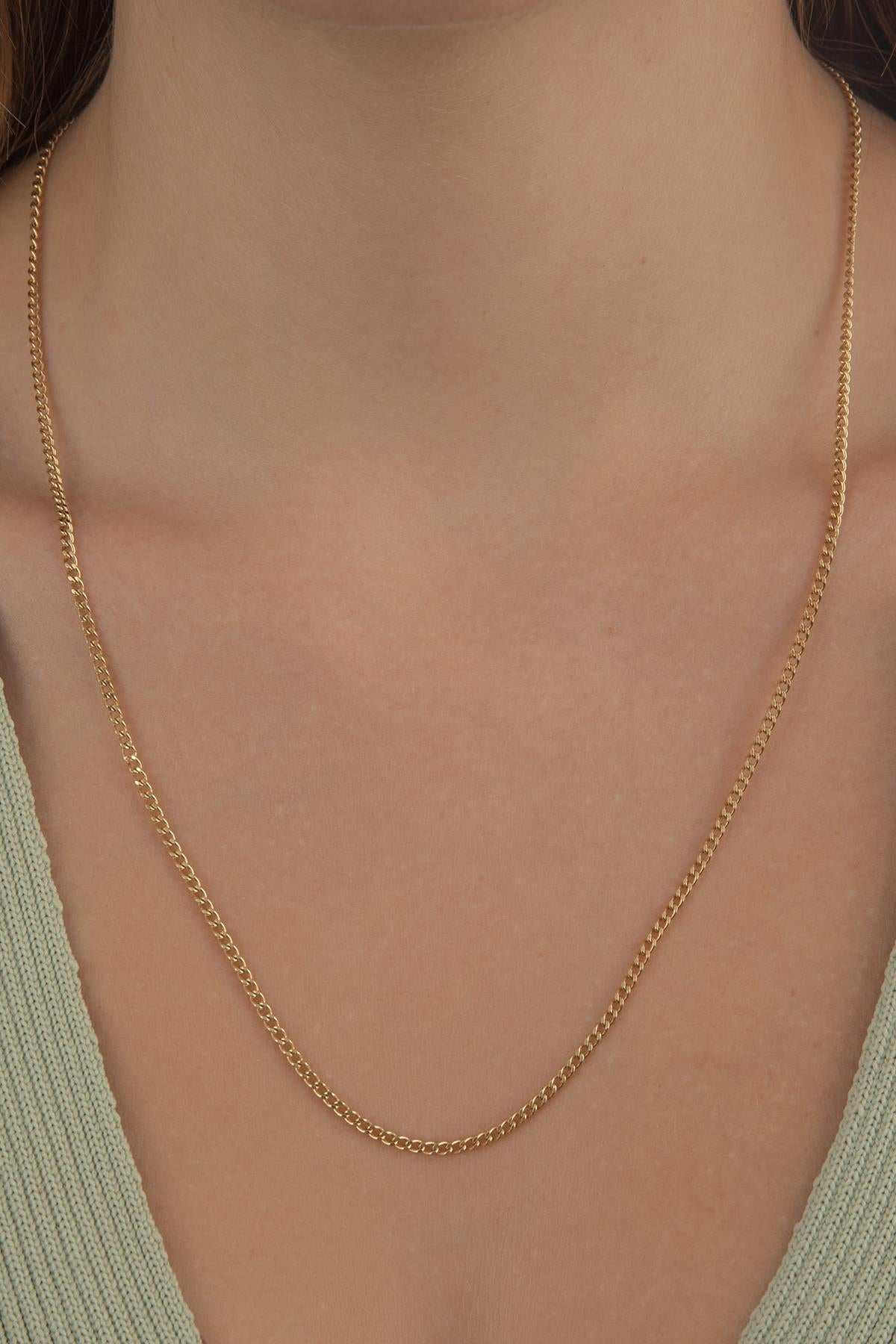 14K Gold Bevelled Cuban Chain  0.082 inch
