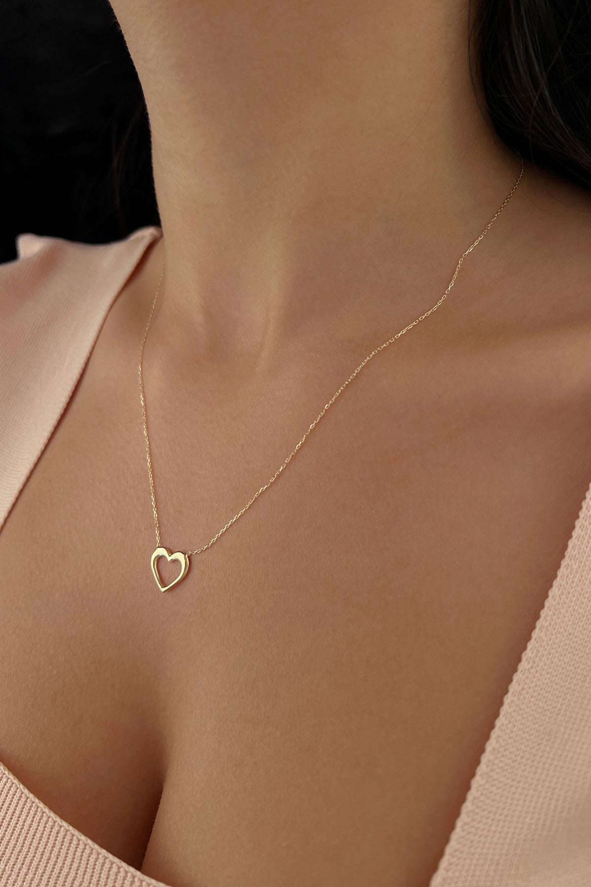 14K Gold Chunky Heart Necklace