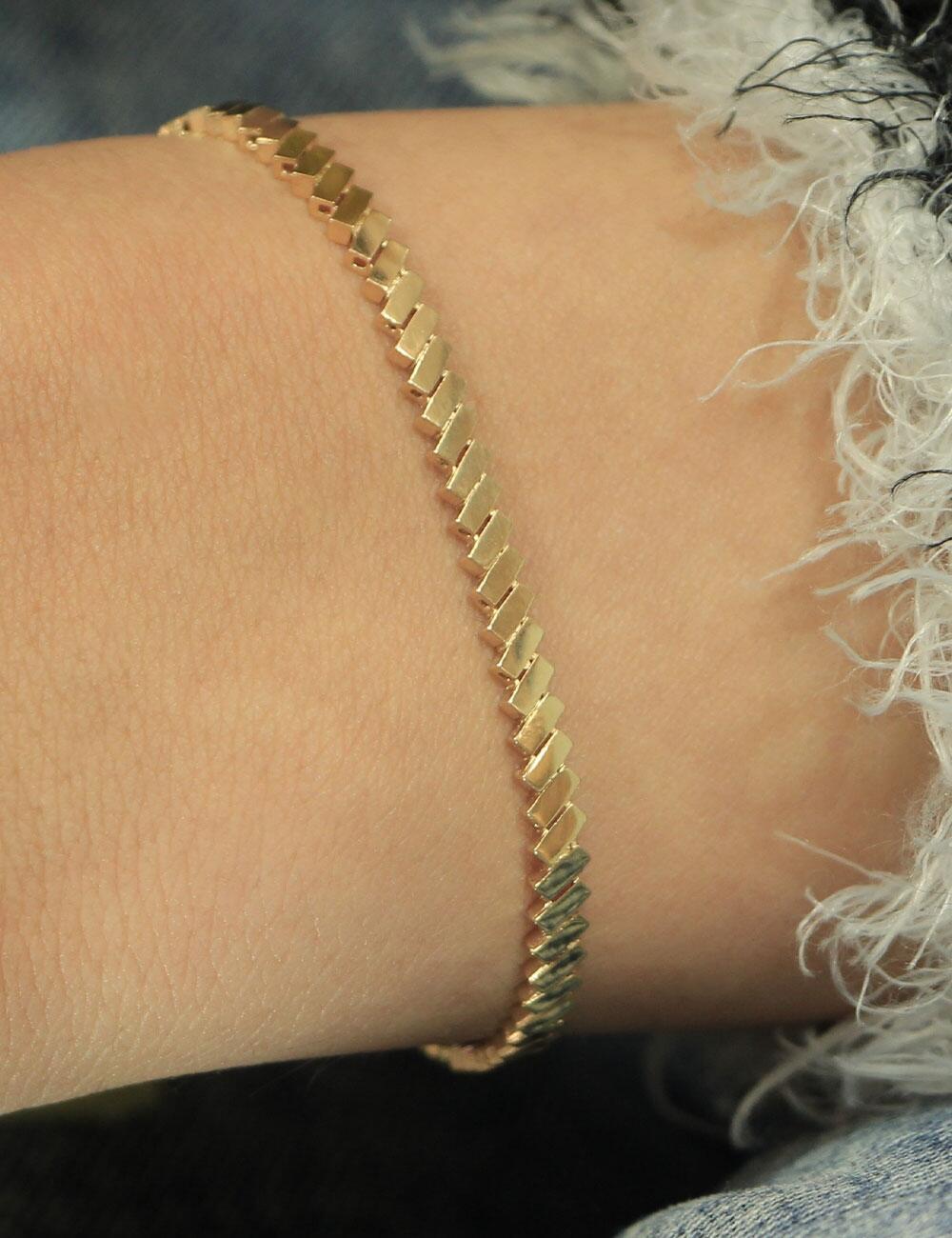 14K Gold Conjoined Rectangles Bracelet