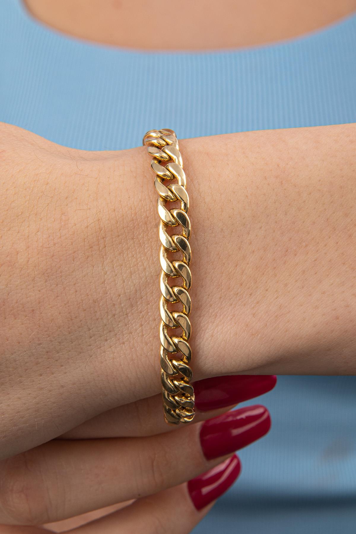 14K Gold Cuban Link Chain Bracelet