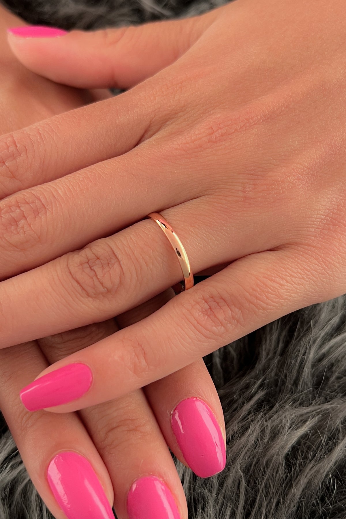14K Gold D Shape Women Wedding Ring  0.078 inch