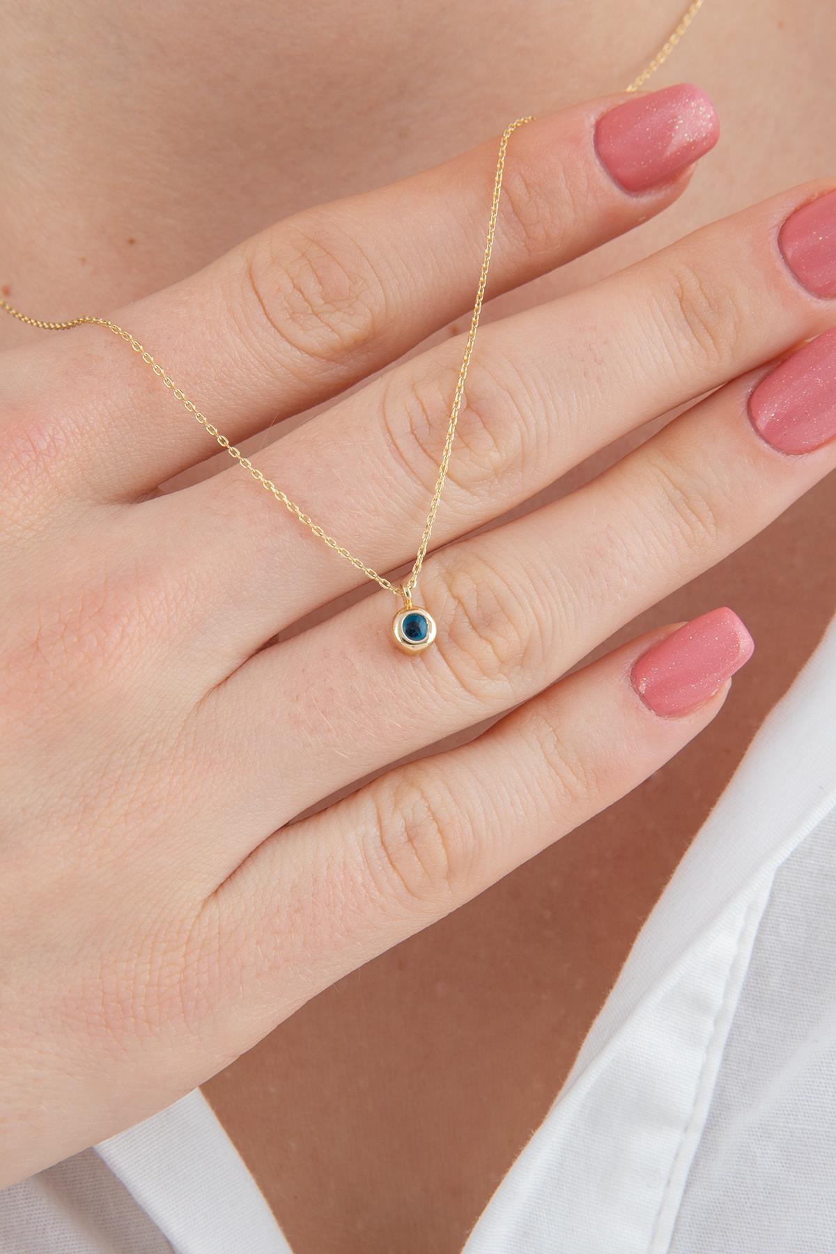 14K Gold Dainty Evil Eye Necklace