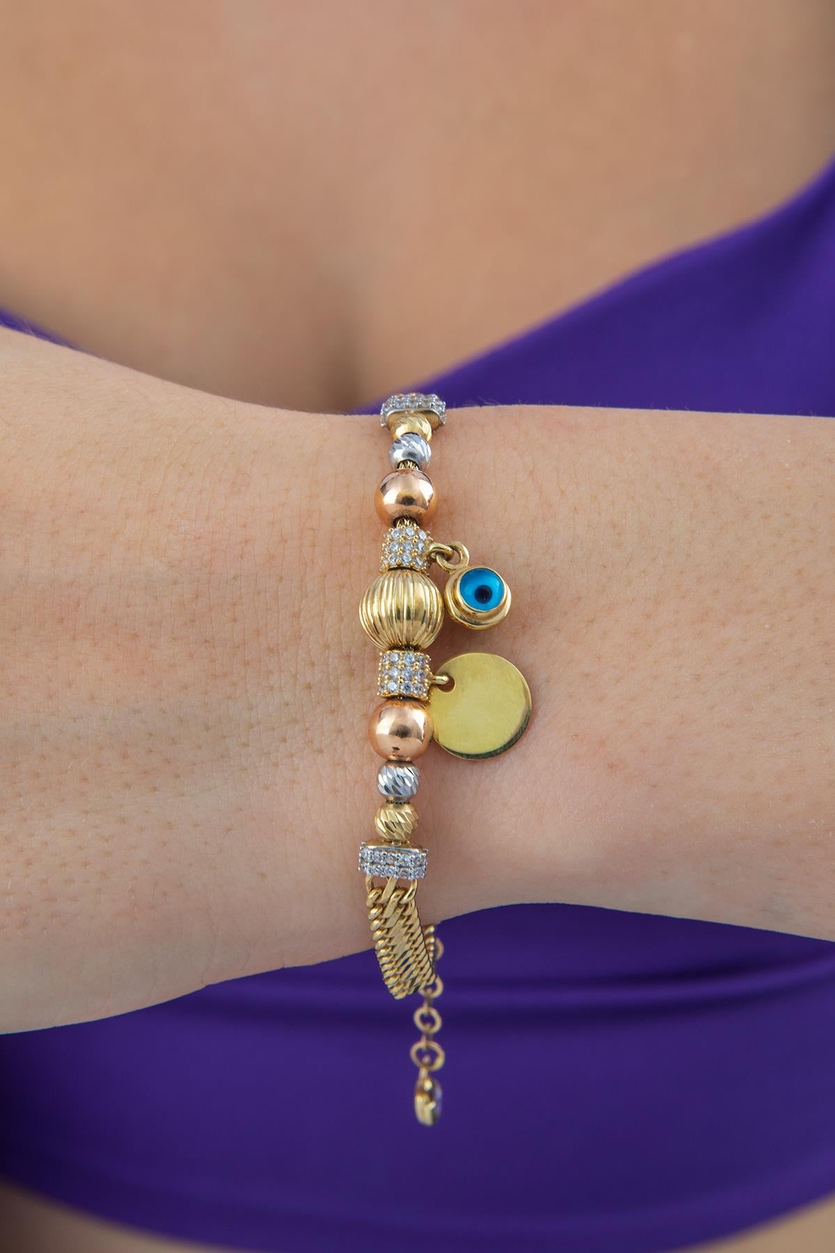 14K Gold Design Vienna Ball Bracelet