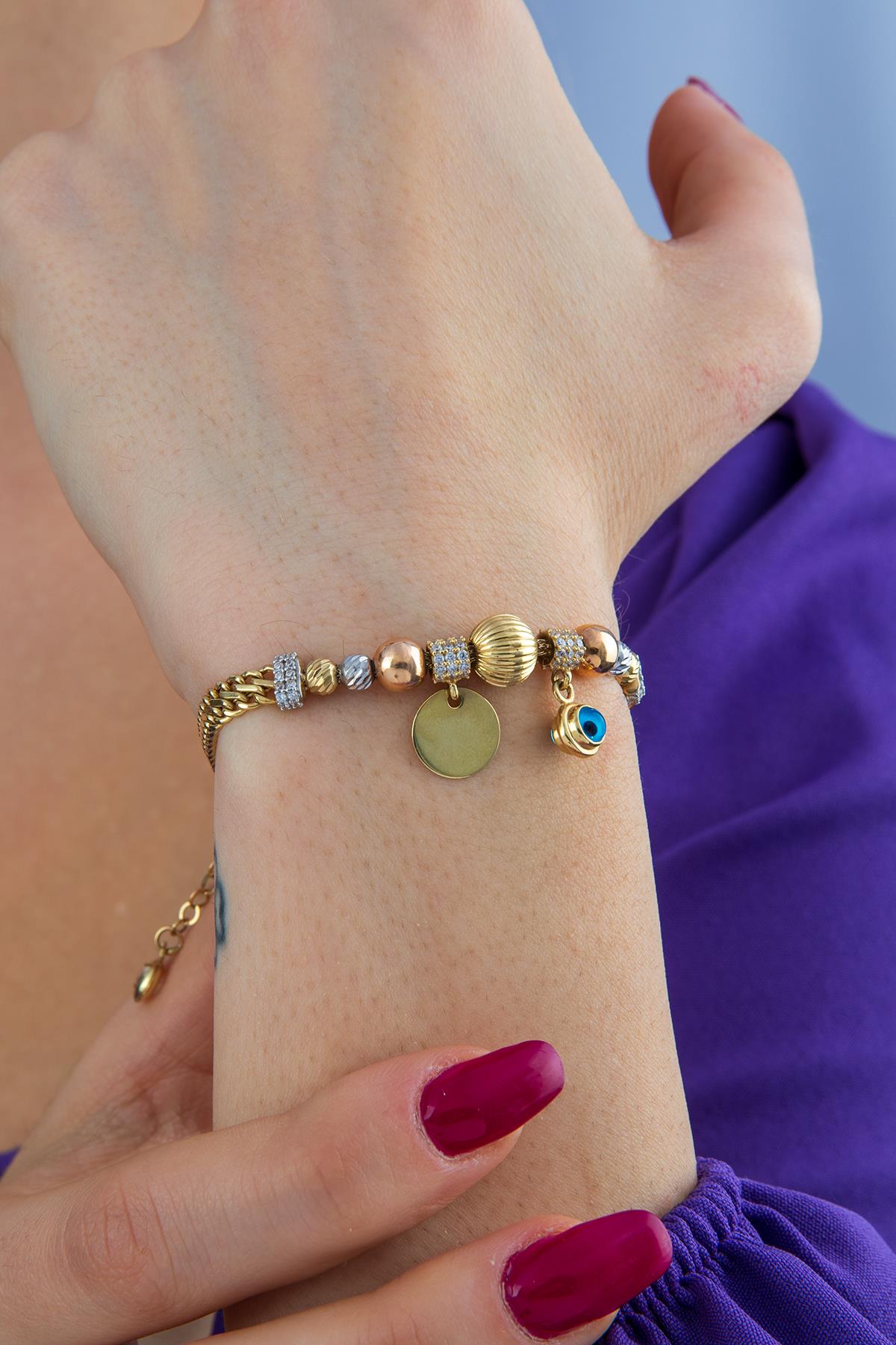 14K Gold Design Vienna Ball Bracelet