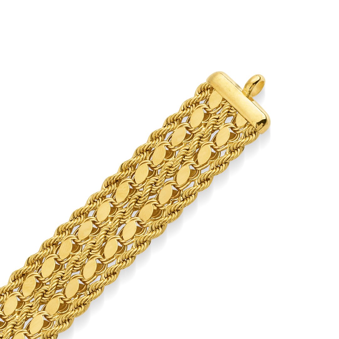 14K Gold Double Row Sequin Rope Chain Bracelet