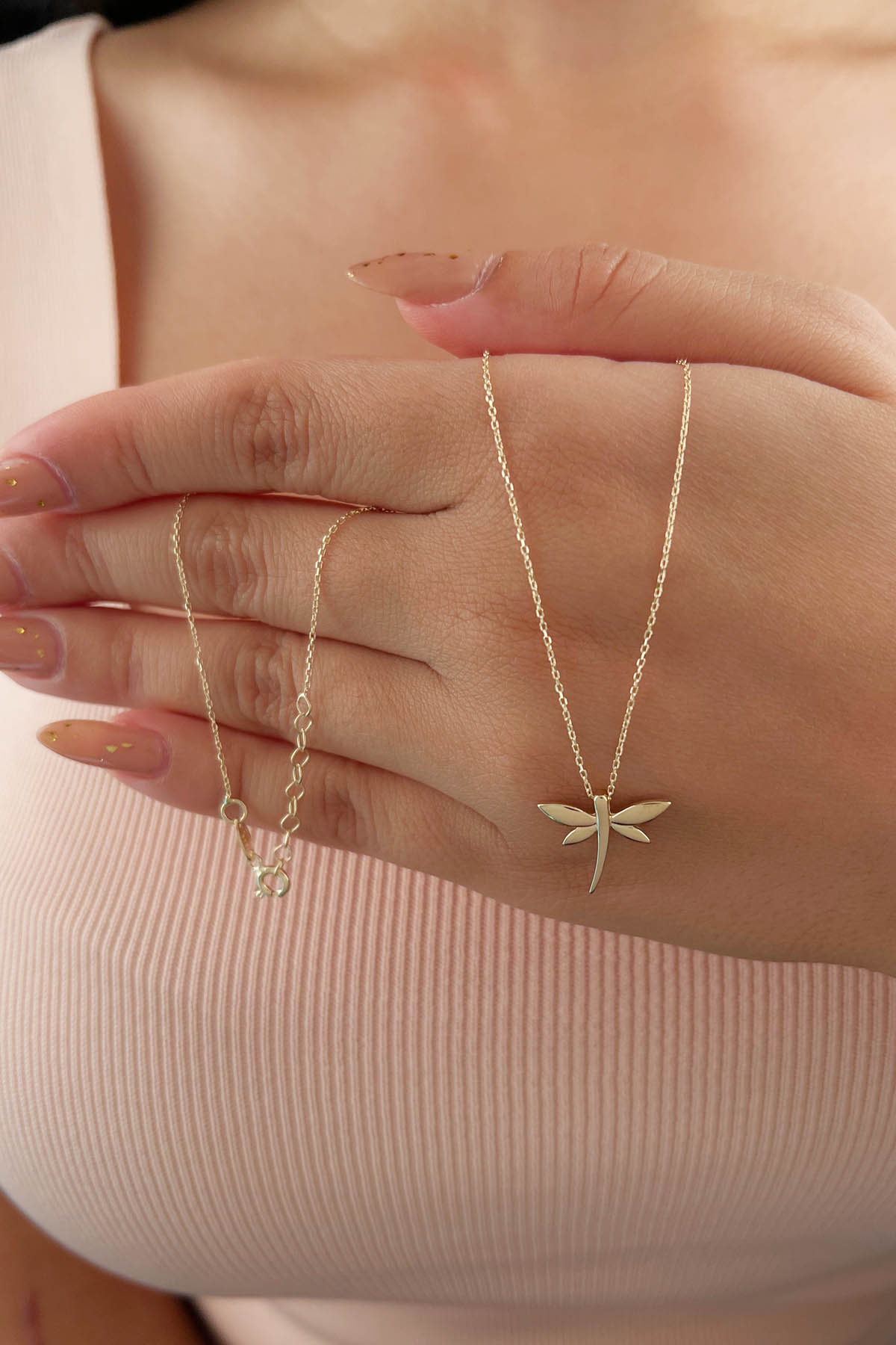 14K Gold Dragonfly Necklace