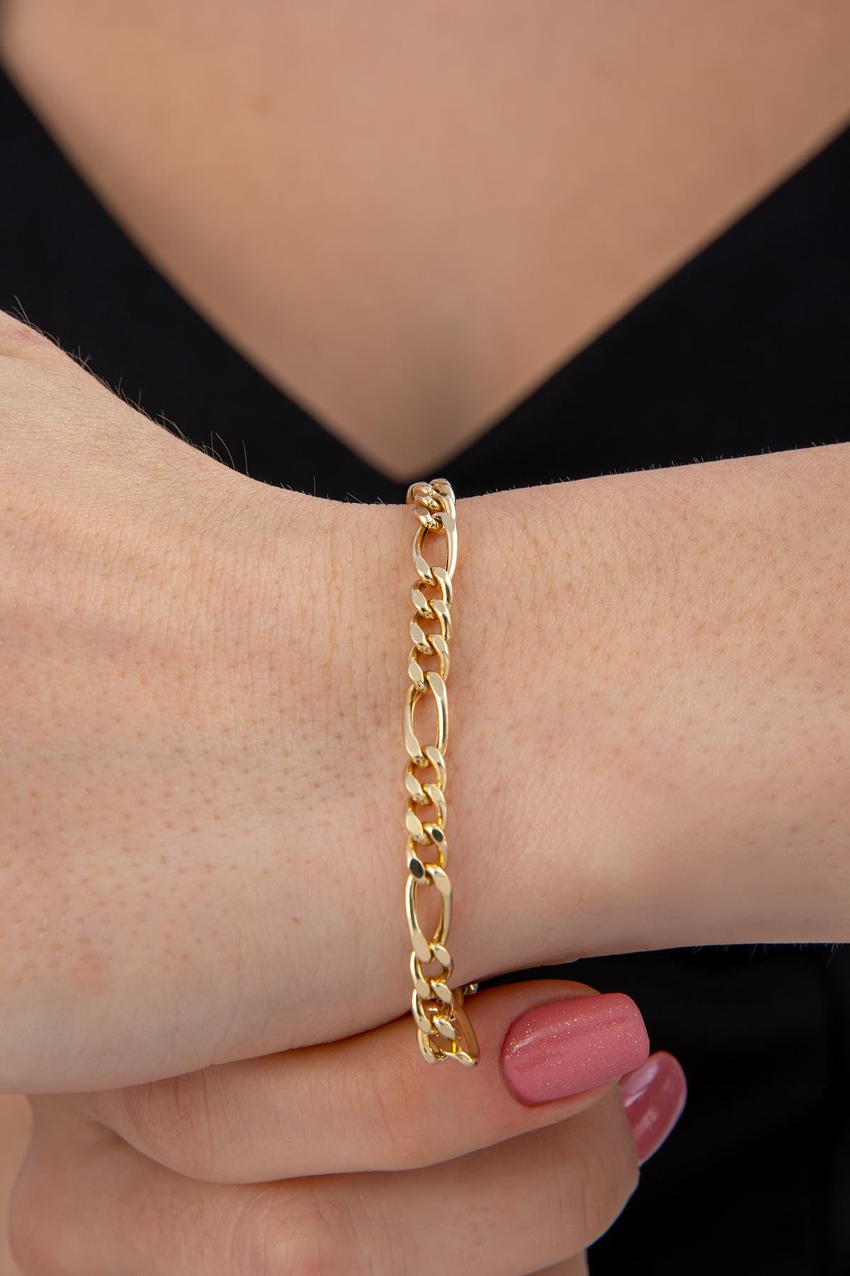 14K Gold Figaro Bracelet  0.190 inch