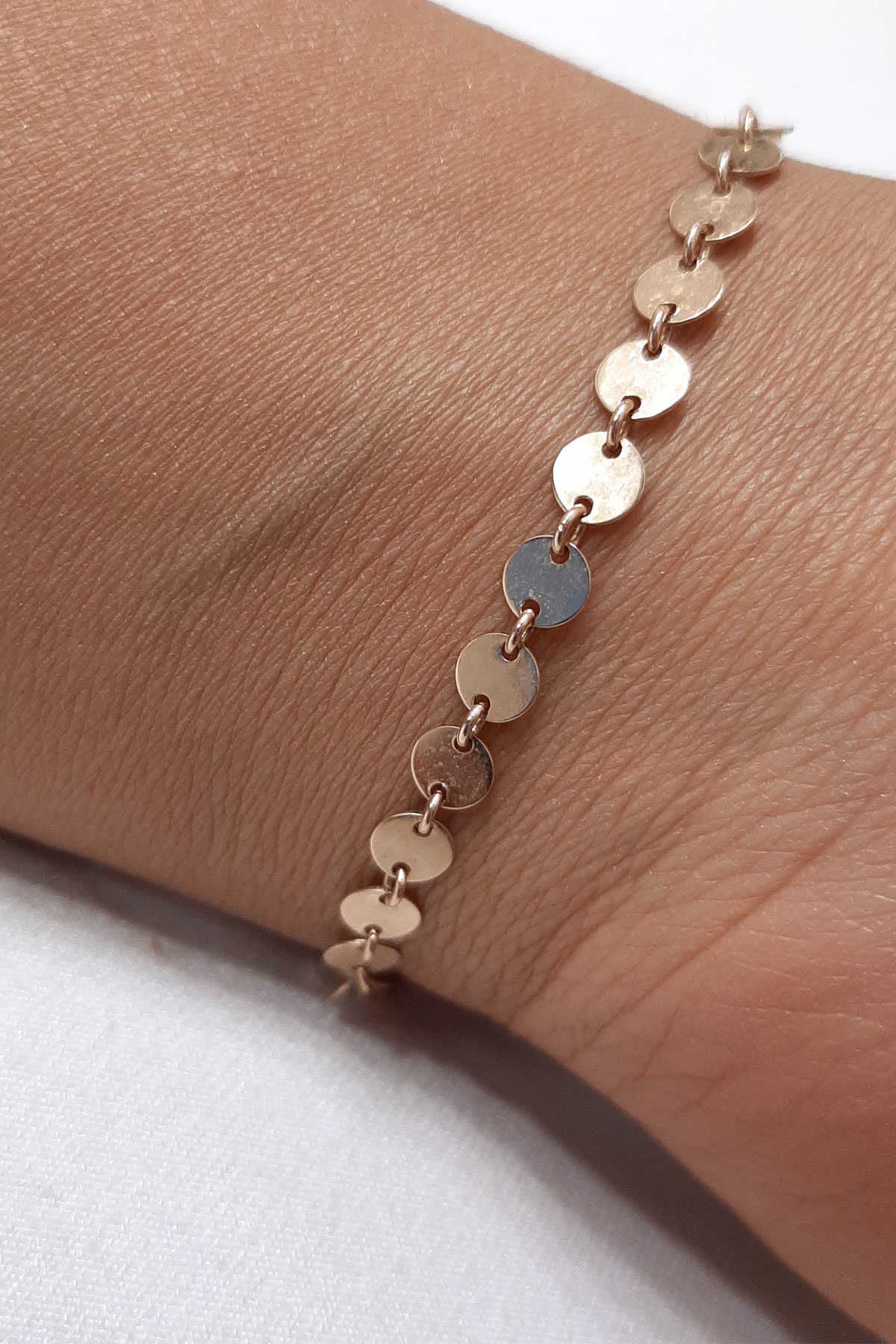 14K Gold Filled Sequin Disc Chain Bracelet  2