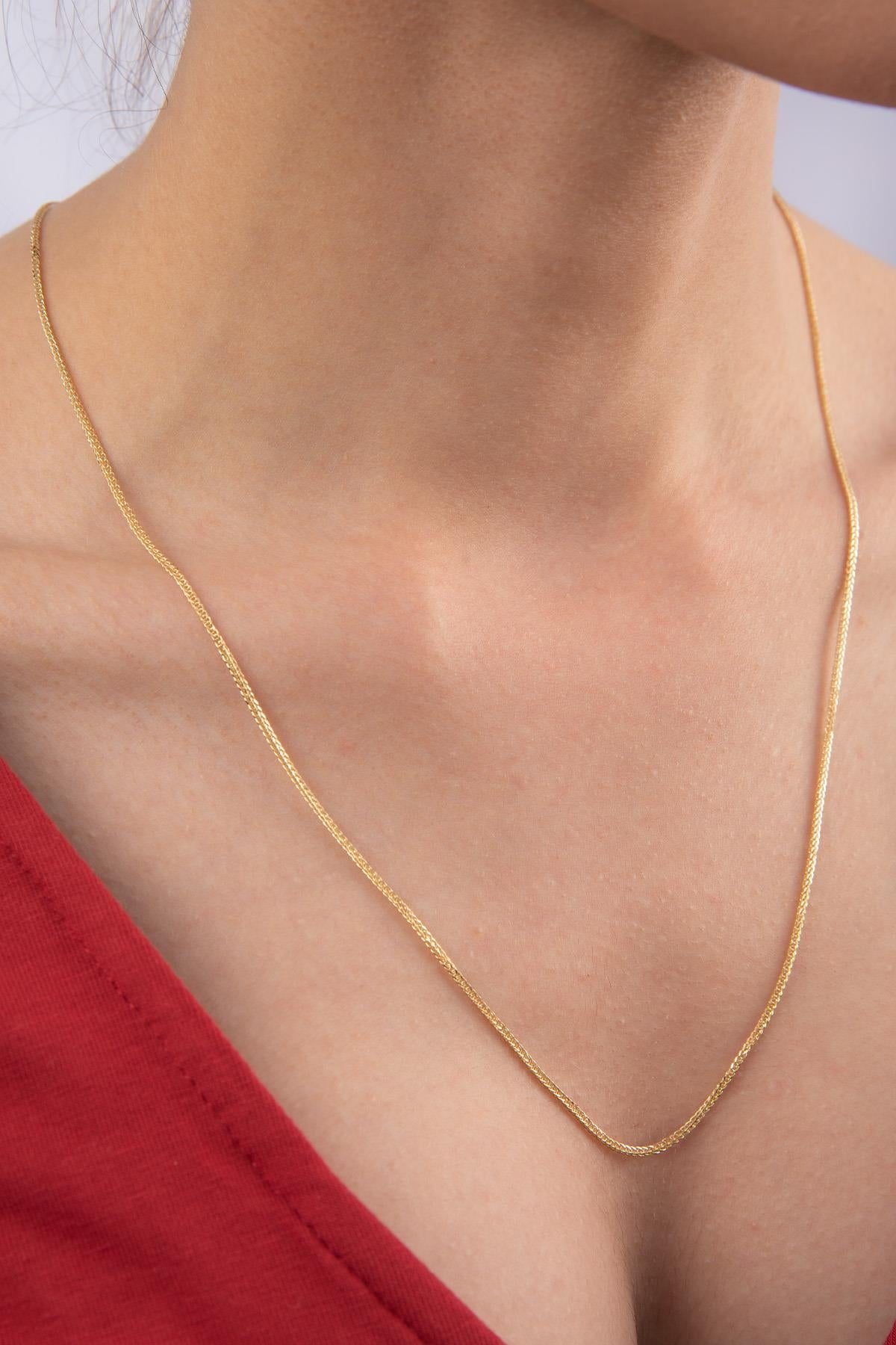 14K Gold Fine Foxtail Necklace   0.041 inch