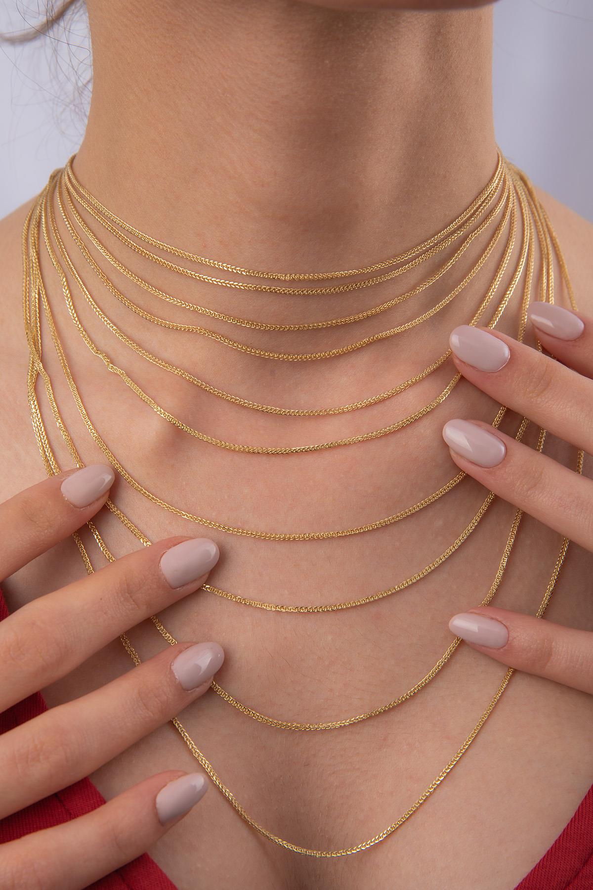 14K Gold Fine Foxtail Necklace   0.041 inch