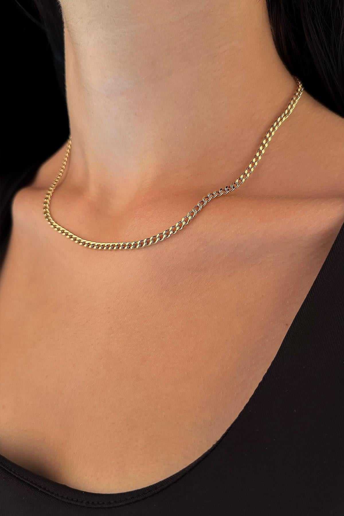 14K Gold Flat Cuban Chain  0.143 inch