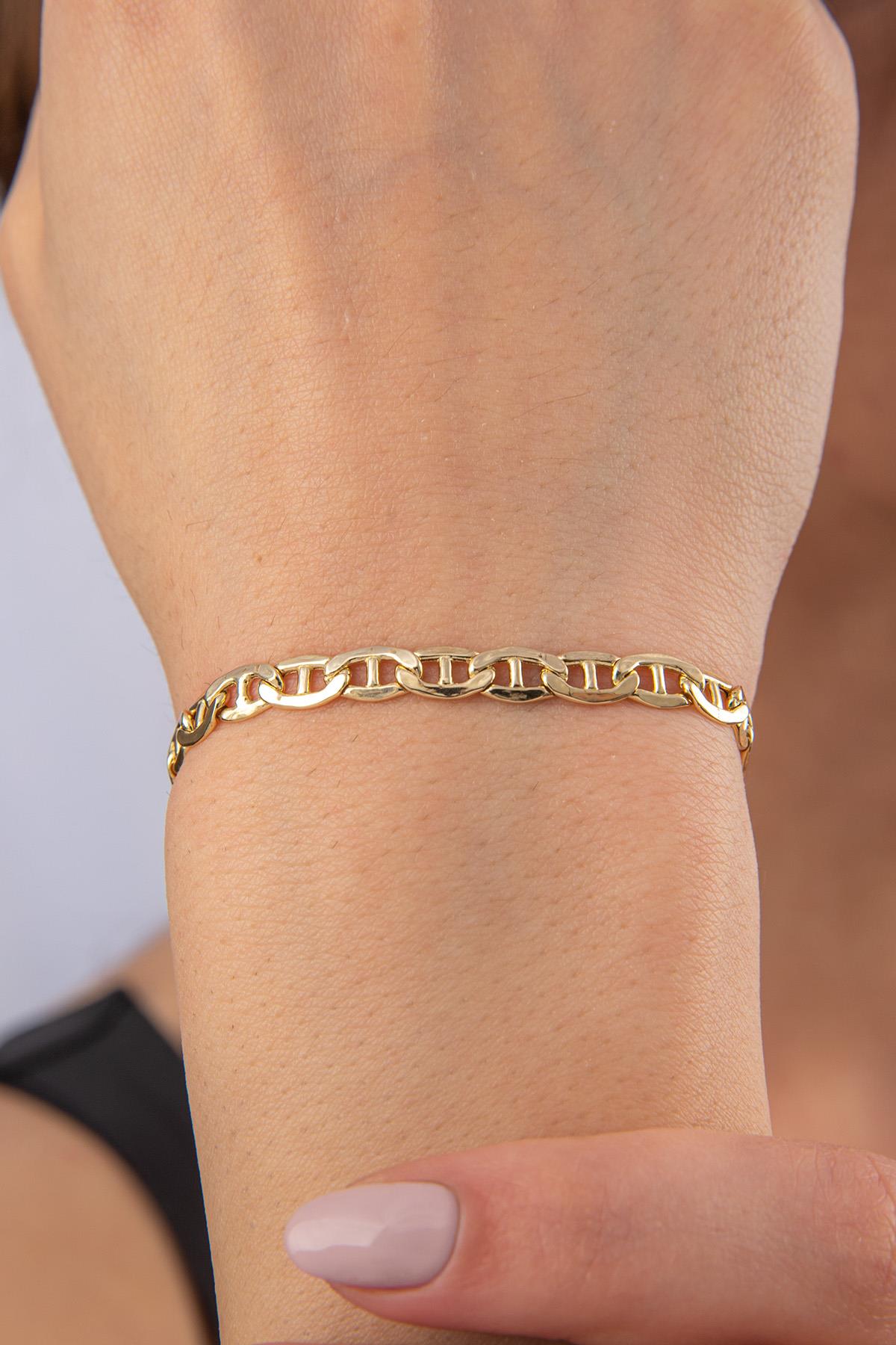 14K Gold Flat Mariner Bracelet   0.196 inch