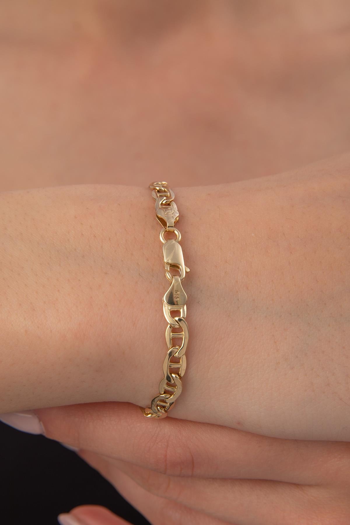 14K Gold Flat Mariner Bracelet   0.196 inch