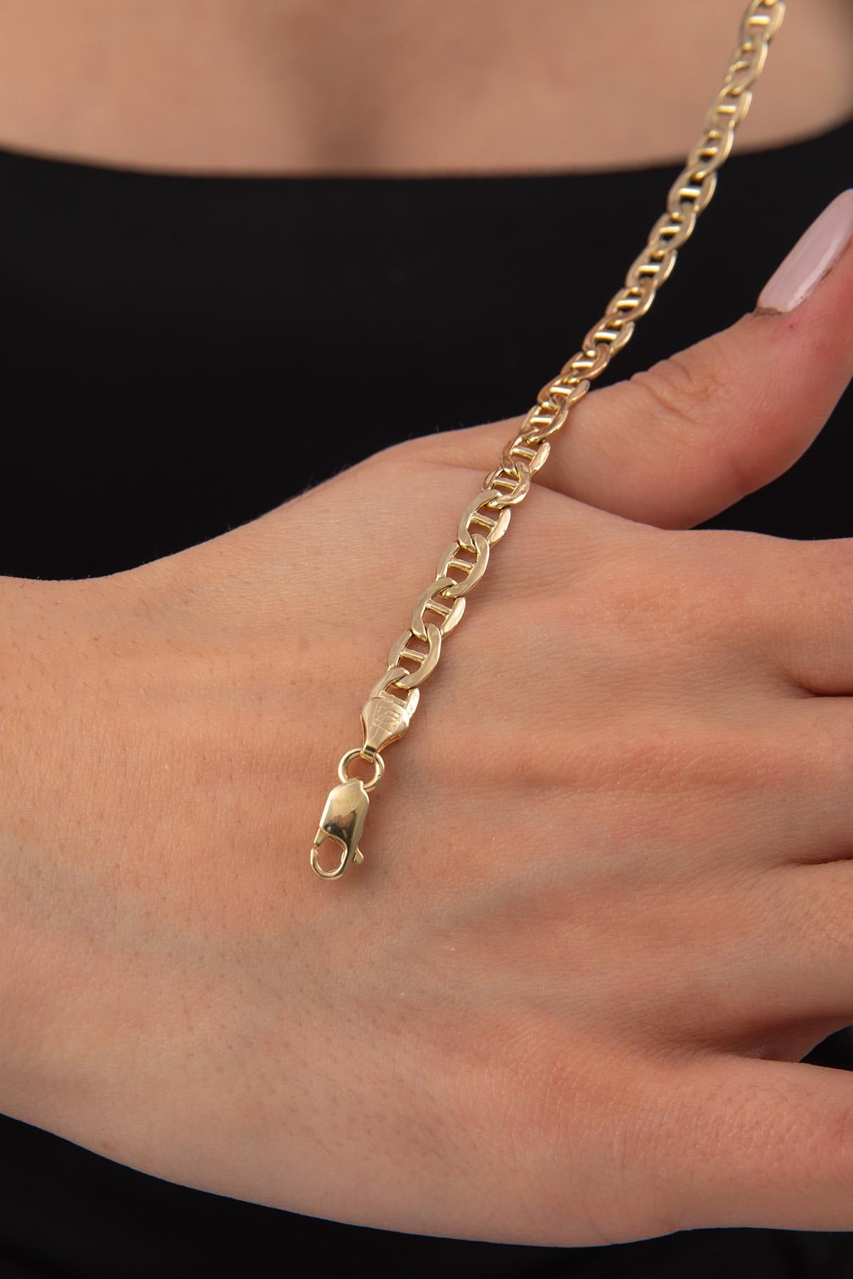 14K Gold Flat Mariner Bracelet   0.196 inch